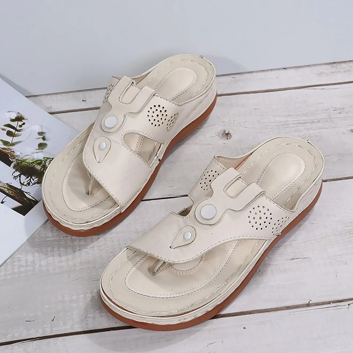Adjustable Orthopedic Sandals Women Arch Support Flip Flops Summer Casual Walking Shoes Non Slip Beach Outdoor Thick Cushion