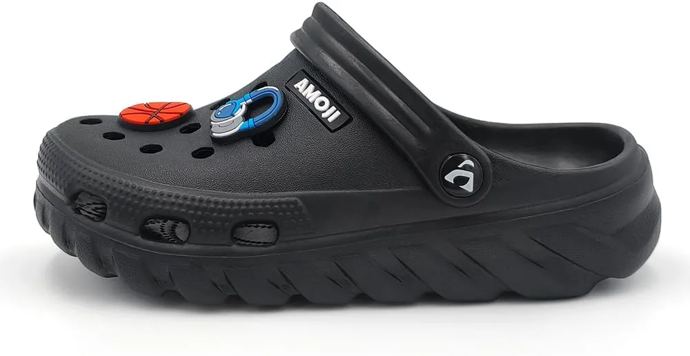 Amoji Kids Garden Clogs Boy Girl Gardening Shoes Youth with Charms for Toddler Little/Big Kid