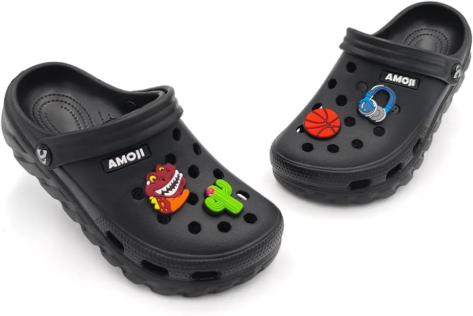 Amoji Kids Garden Clogs Boy Girl Gardening Shoes Youth with Charms for Toddler Little/Big Kid