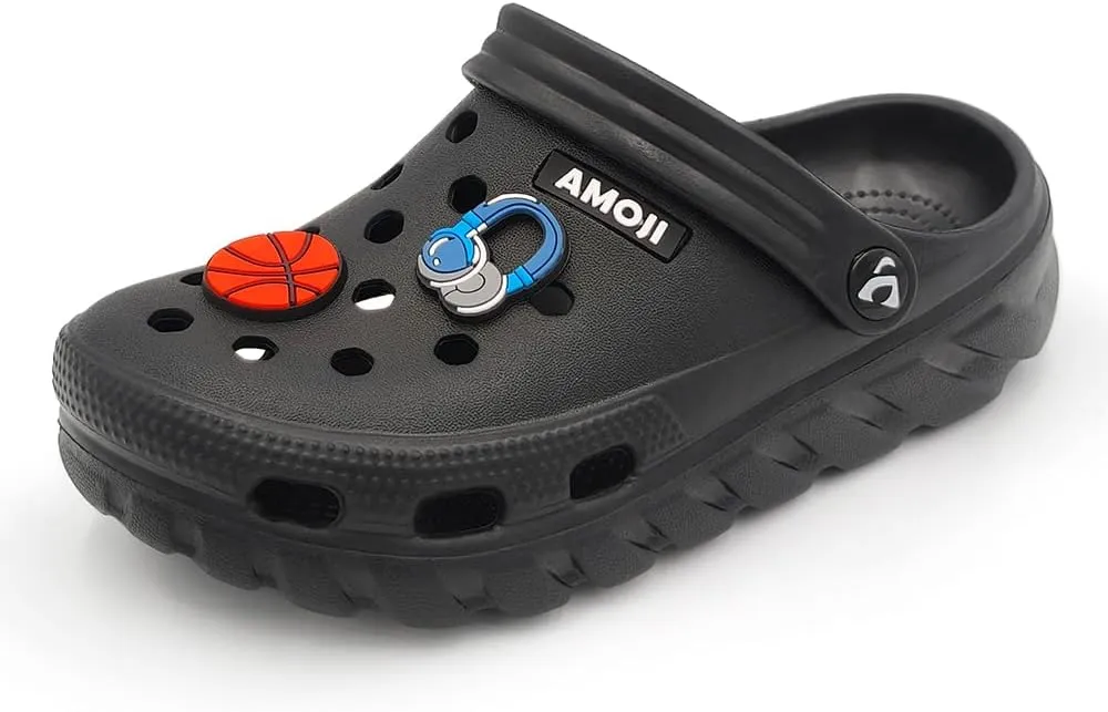Amoji Kids Garden Clogs Boy Girl Gardening Shoes Youth with Charms for Toddler Little/Big Kid