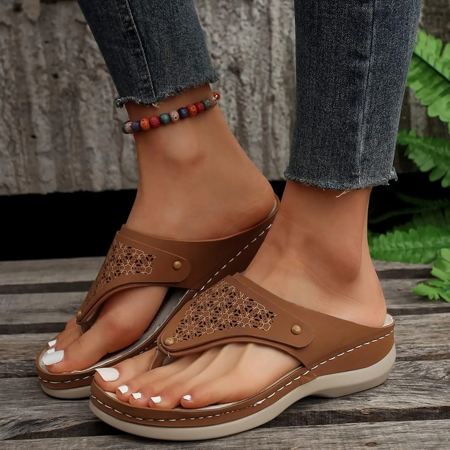 Avylays Orthopedic Sandals for Women, Women Summer Sandals with Arch Support Cushion Flip Flops Comfortable Sandals