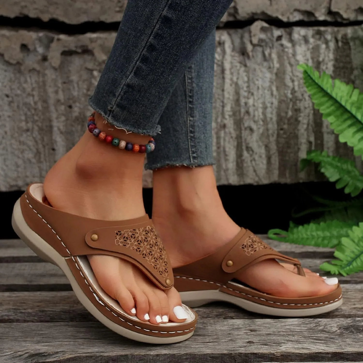 Avylays Orthopedic Sandals for Women, Women Summer Sandals with Arch Support Cushion Flip Flops Comfortable Sandals