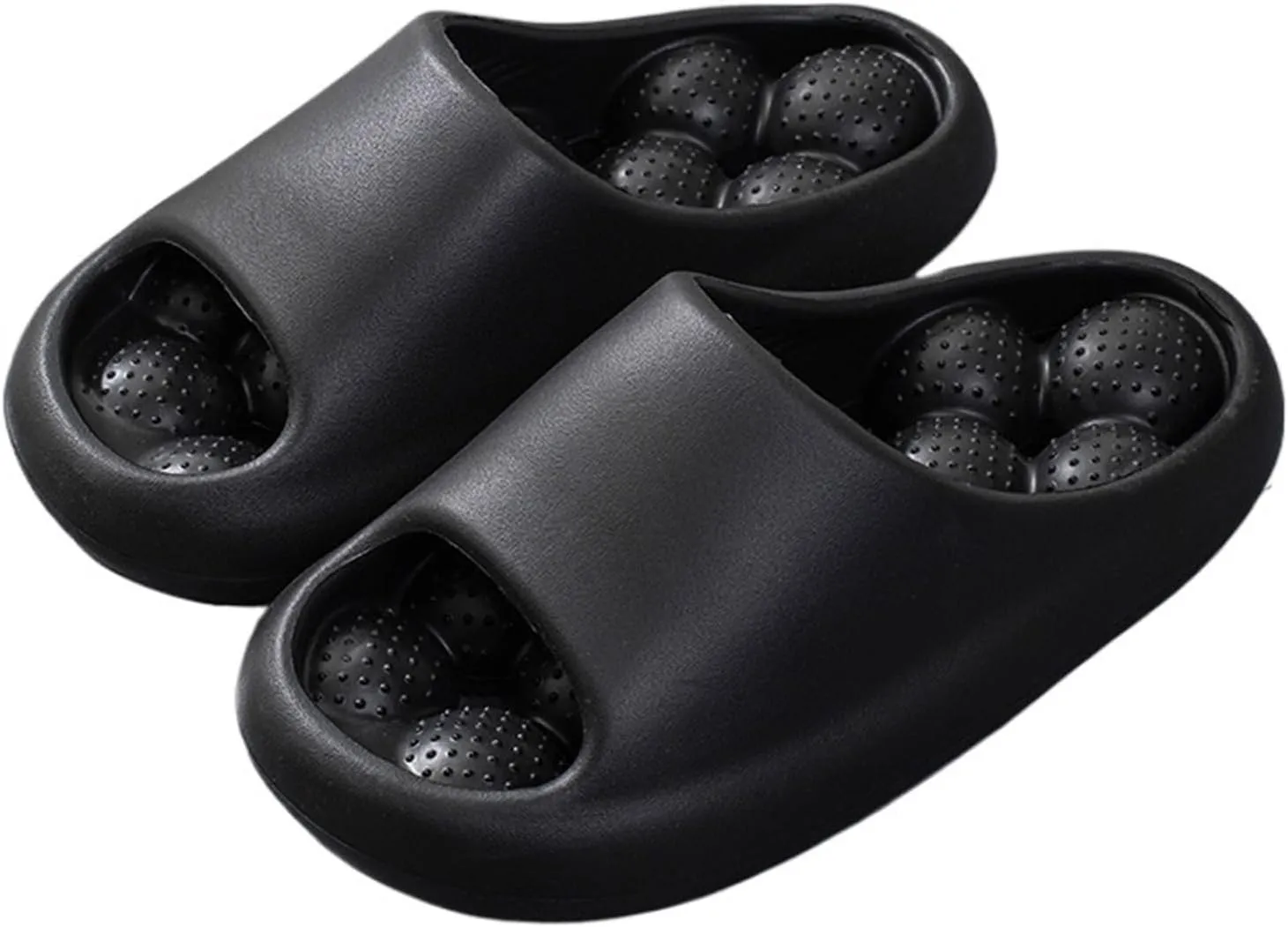 Beach Sandals Thick Bottomed Slides Slippers with Drainage Holes Non Slip Quick Drying Shower Bathroom Sandals for Women and Men Pillow Slippers(Black,40/41)