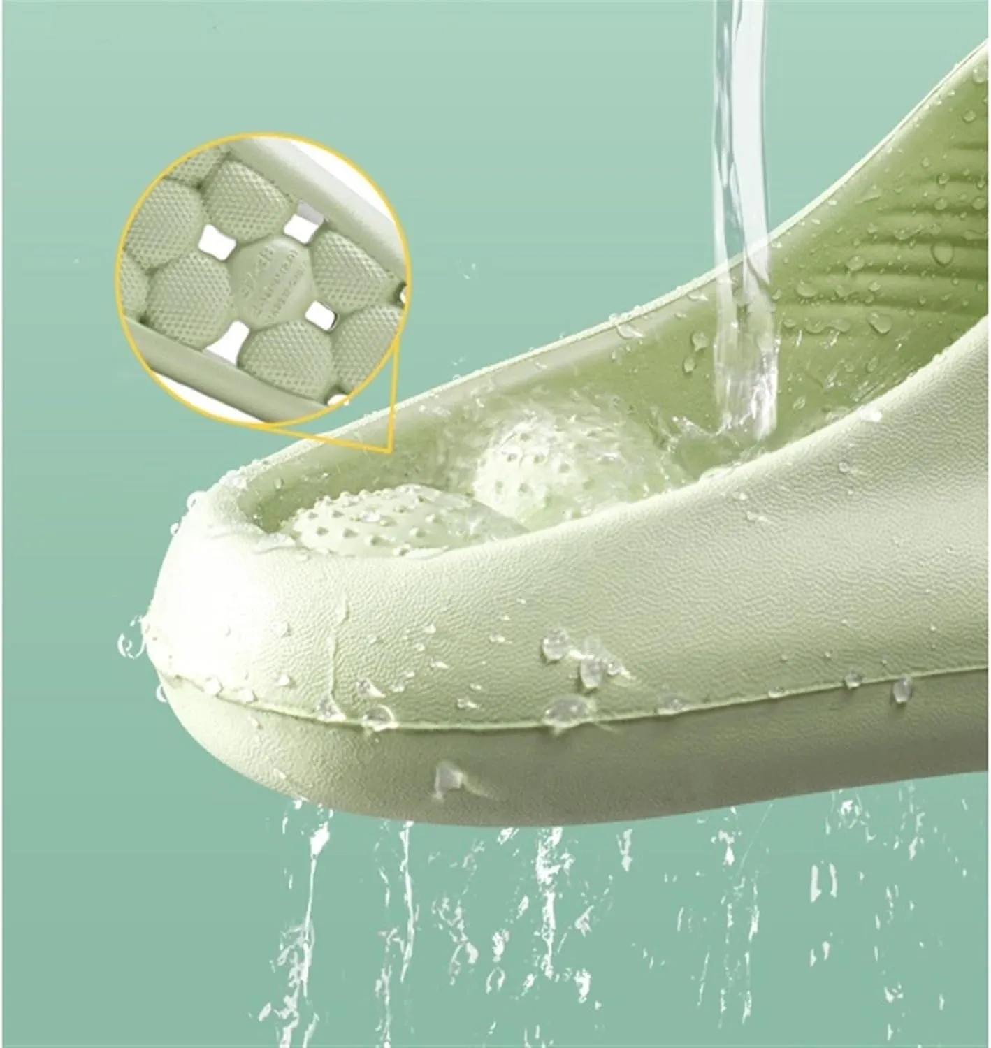 Beach Sandals Thick Bottomed Slides Slippers with Drainage Holes Non Slip Quick Drying Shower Bathroom Sandals for Women and Men Pillow Slippers(Black,40/41)