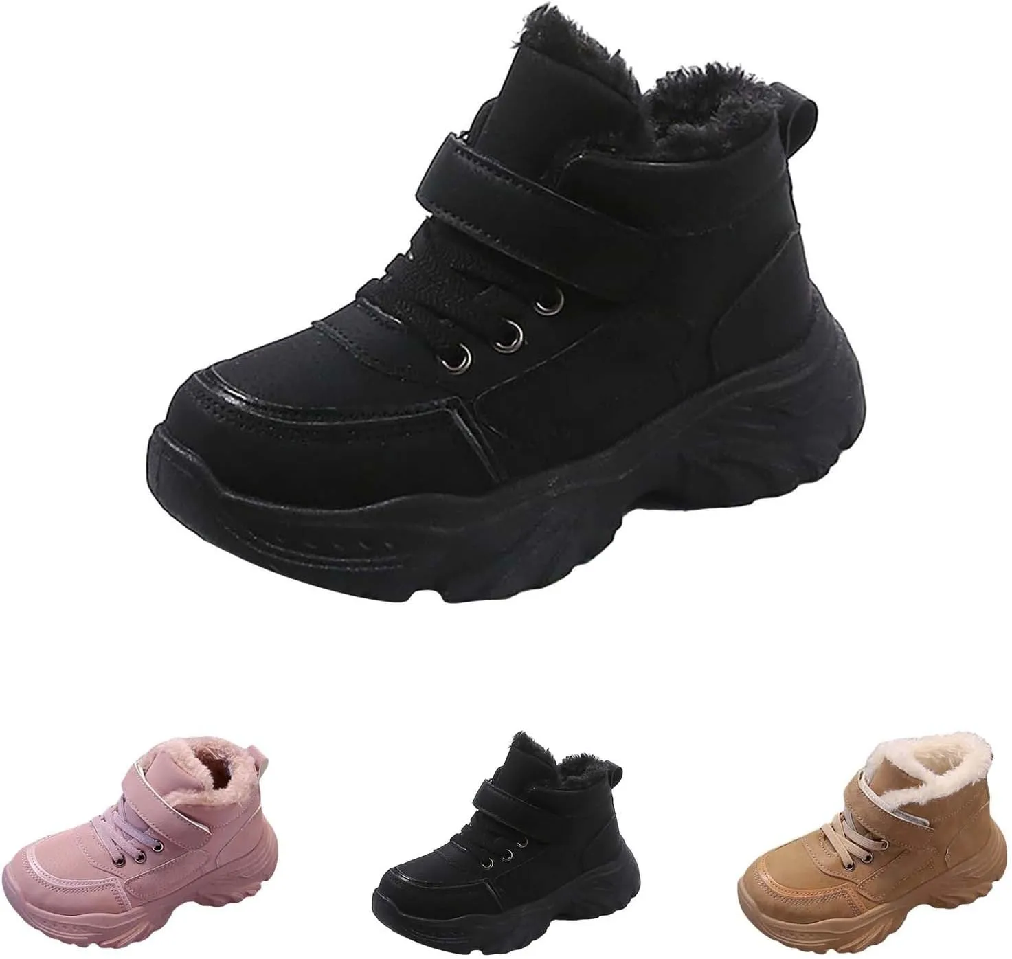 Boys Girls Snow Ankle Boots Winter Slip On Warm ?????? Lined Lightweight Water-Proof Cold Weather Sport Shoes