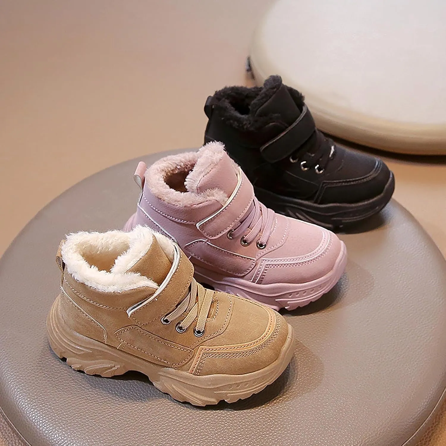 Boys Girls Snow Ankle Boots Winter Slip On Warm ?????? Lined Lightweight Water-Proof Cold Weather Sport Shoes