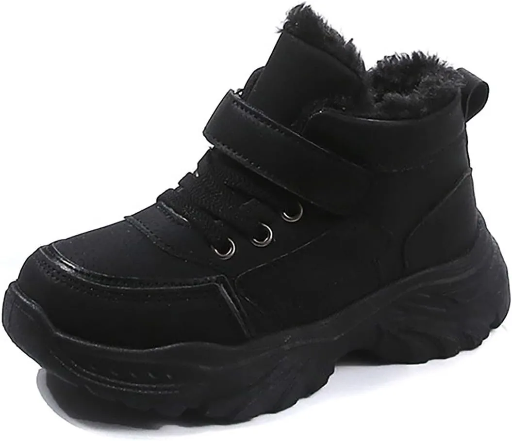 Boys Girls Snow Ankle Boots Winter Slip On Warm ?????? Lined Lightweight Water-Proof Cold Weather Sport Shoes