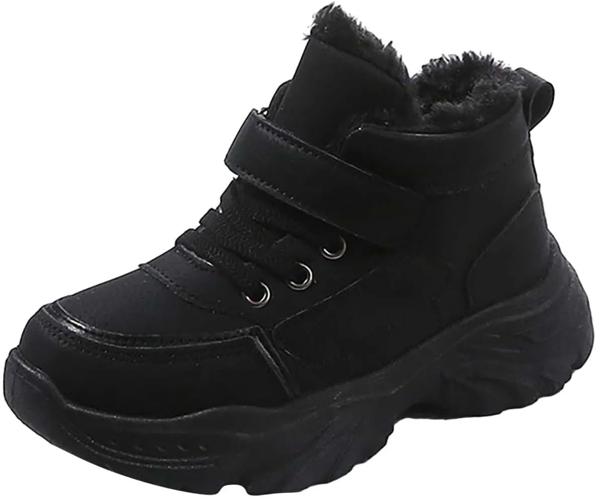 Boys Girls Snow Ankle Boots Winter Slip On Warm ?????? Lined Lightweight Water-Proof Cold Weather Sport Shoes
