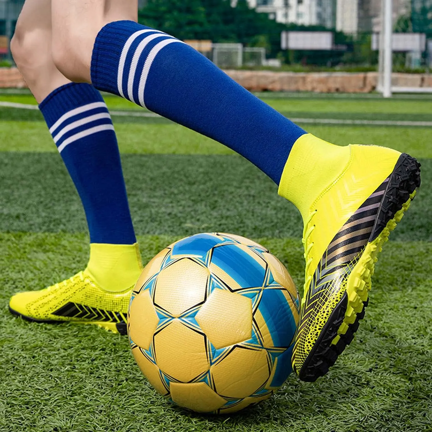 CERYTHRINA Mens Turf Soccer Cleats Athletic Firm Ground High-Top Football Soccer Shoe for Big Kids