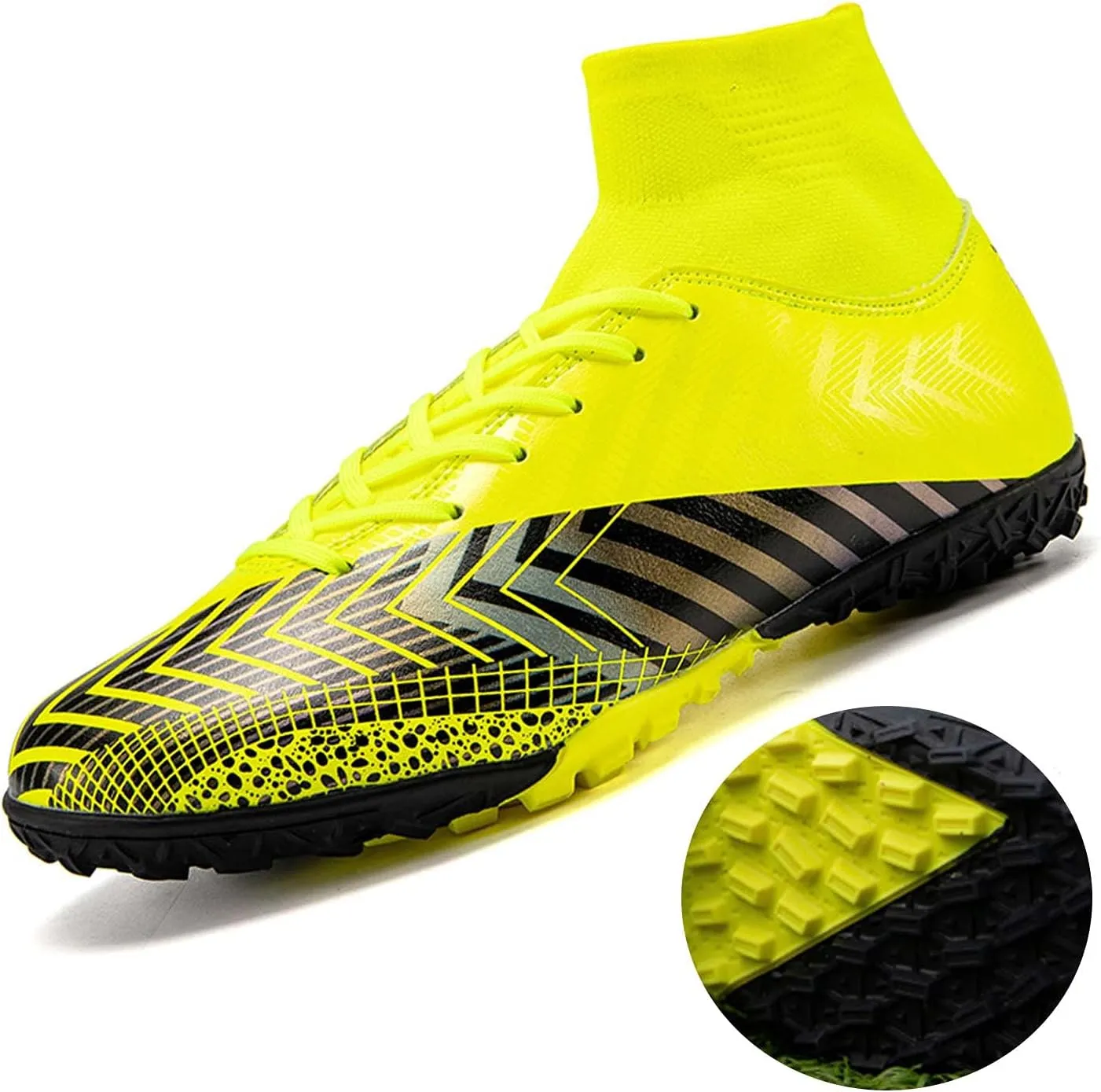 CERYTHRINA Mens Turf Soccer Cleats Athletic Firm Ground High-Top Football Soccer Shoe for Big Kids
