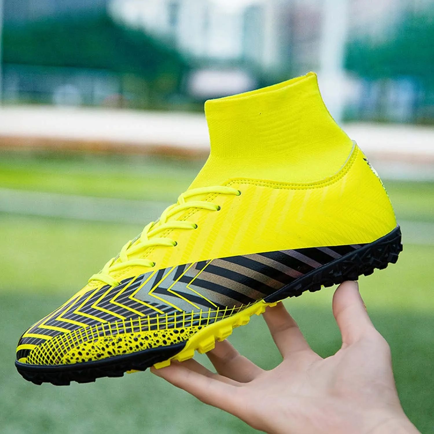 CERYTHRINA Mens Turf Soccer Cleats Athletic Firm Ground High-Top Football Soccer Shoe for Big Kids