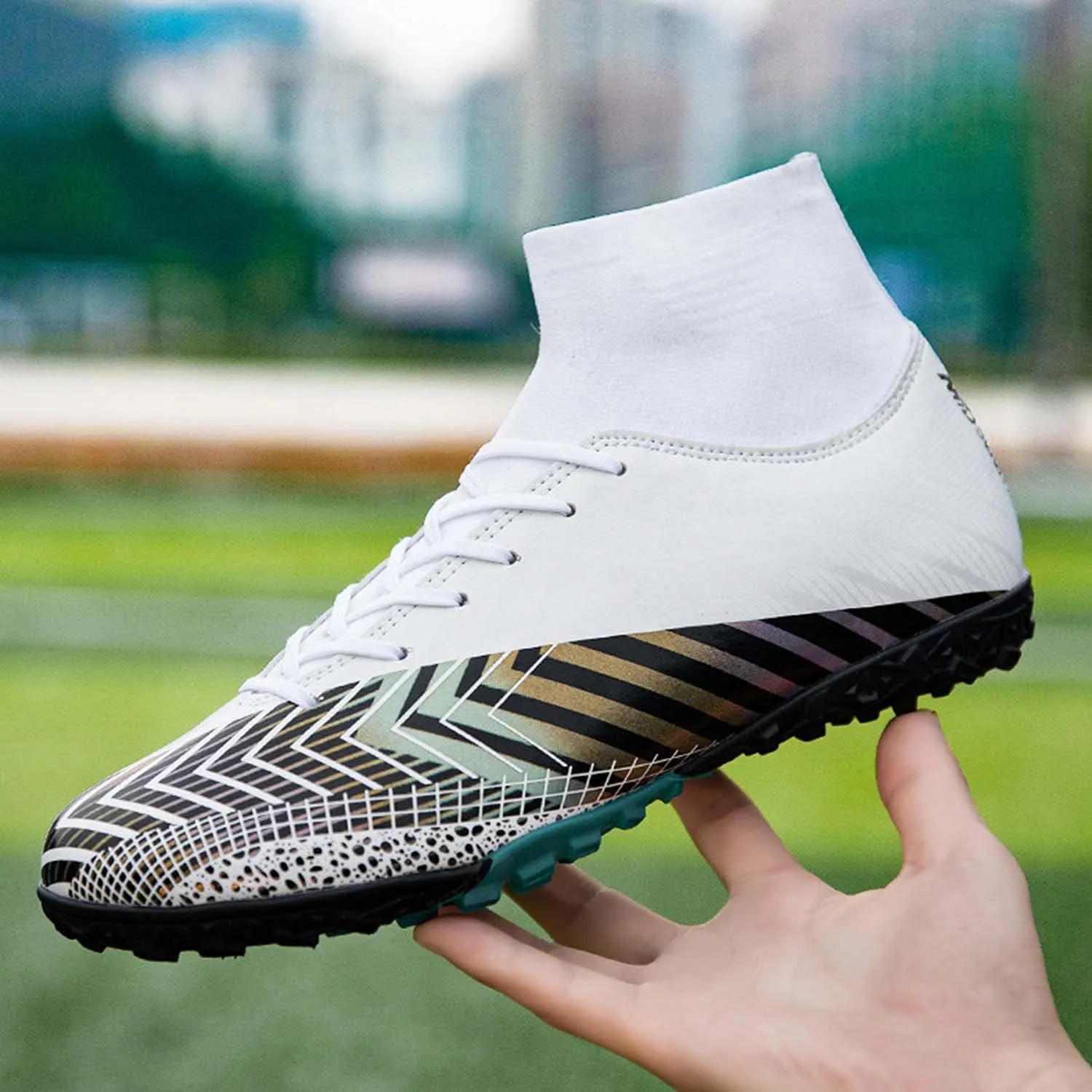 CERYTHRINA Mens Turf Soccer Cleats Athletic Firm Ground High-Top Football Soccer Shoe for Big Kids