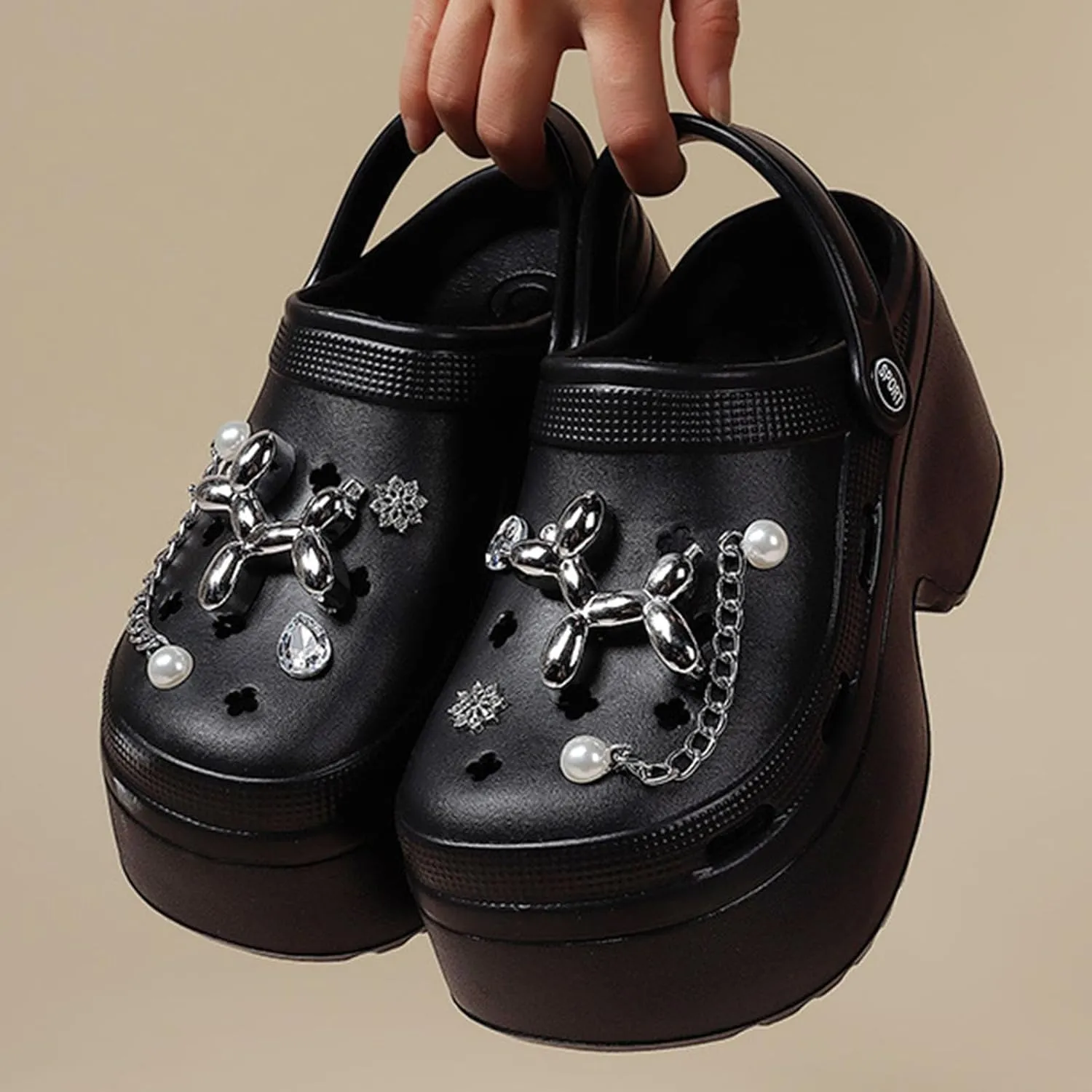 Fashion Women's Platform Clogs Anti Slip Slippers Beach Sandals Gardeners Clogs High Heeled Mule Slippers Gardening Shoes Sandals