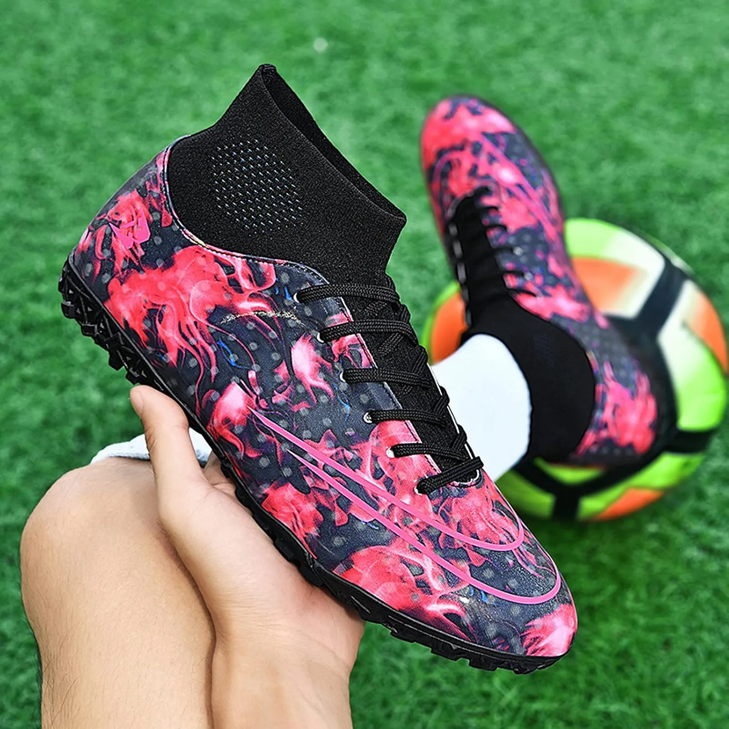 FLIOZY Mens Football Shoes High-top Cleats Soccer Boots Youth Sports Football Shoes Competition Training Football Boots Sneaker