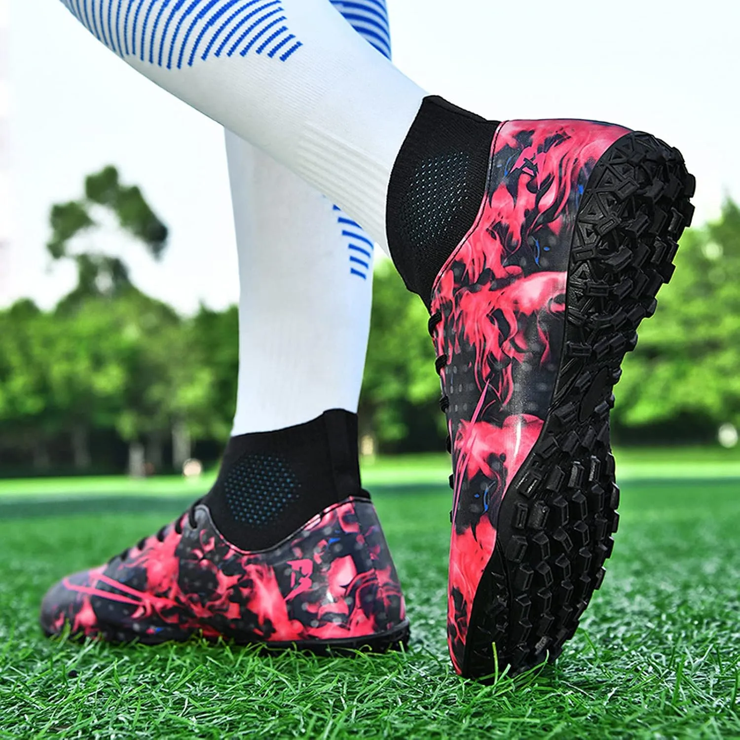 FLIOZY Mens Football Shoes High-top Cleats Soccer Boots Youth Sports Football Shoes Competition Training Football Boots Sneaker