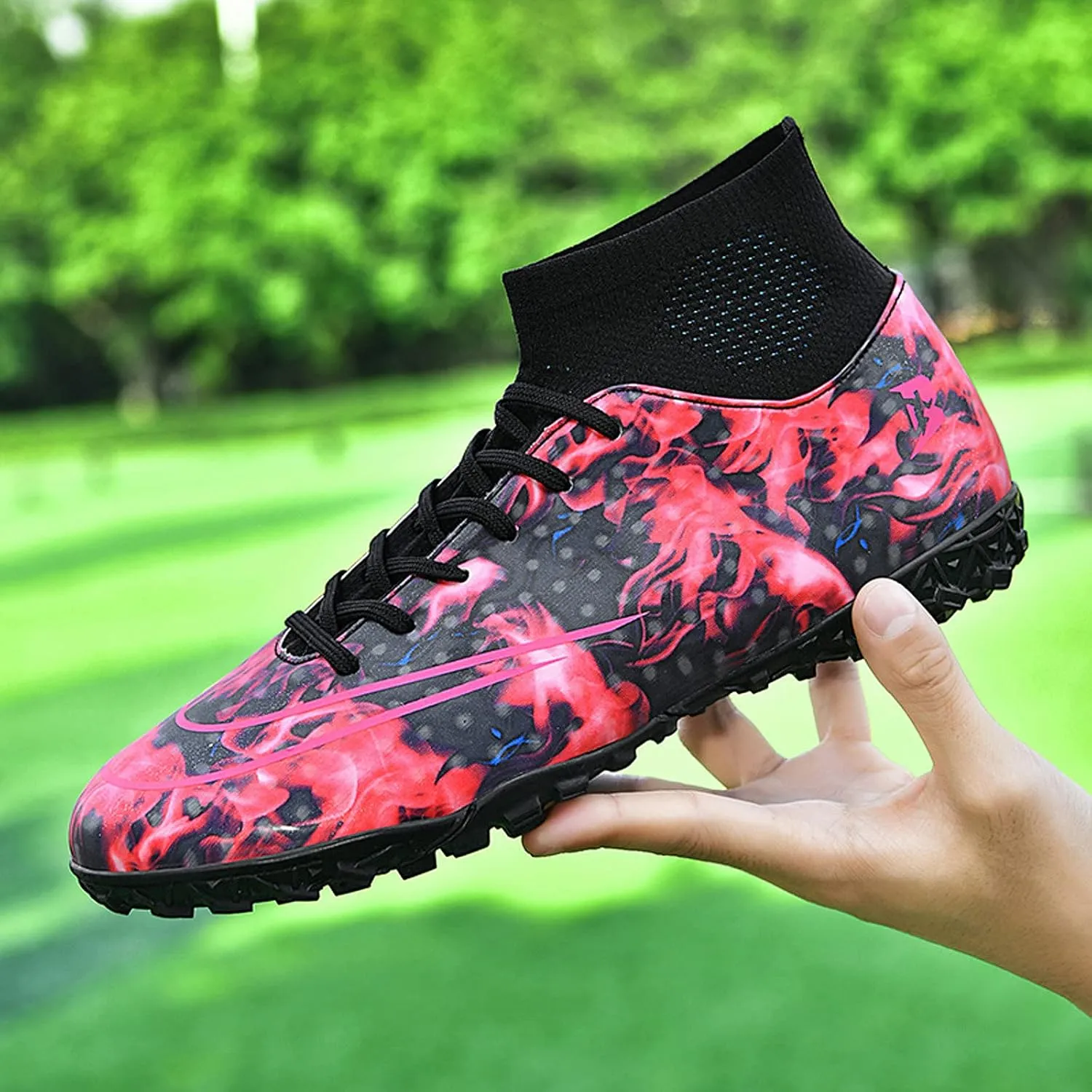 FLIOZY Mens Football Shoes High-top Cleats Soccer Boots Youth Sports Football Shoes Competition Training Football Boots Sneaker
