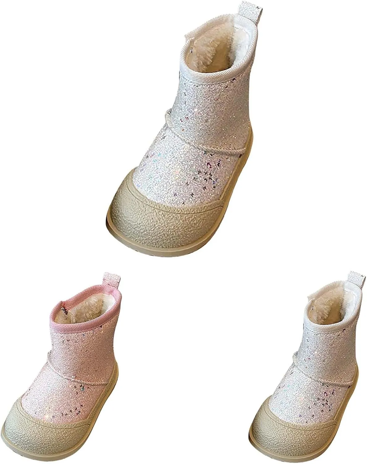 Girls Glitter Snow Boots Kids Warm Fleece Plush Winter Sequin Comfy Cute Outdoor ??parkle Princess Ankle Boots