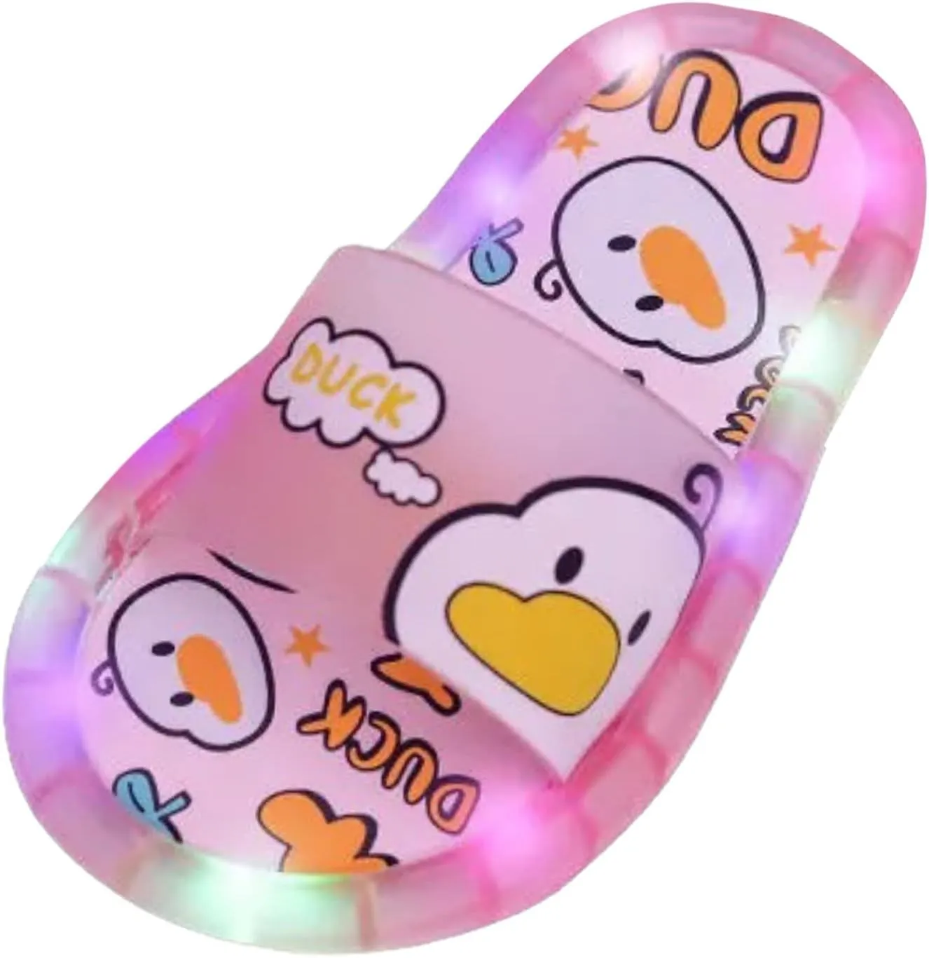 Kids Toddler Light Up Slippers Boys Girls Shoes Cloud Slides Soft Sole Cartoon Sandals Beach Pool (Pink, 10 Toddler)