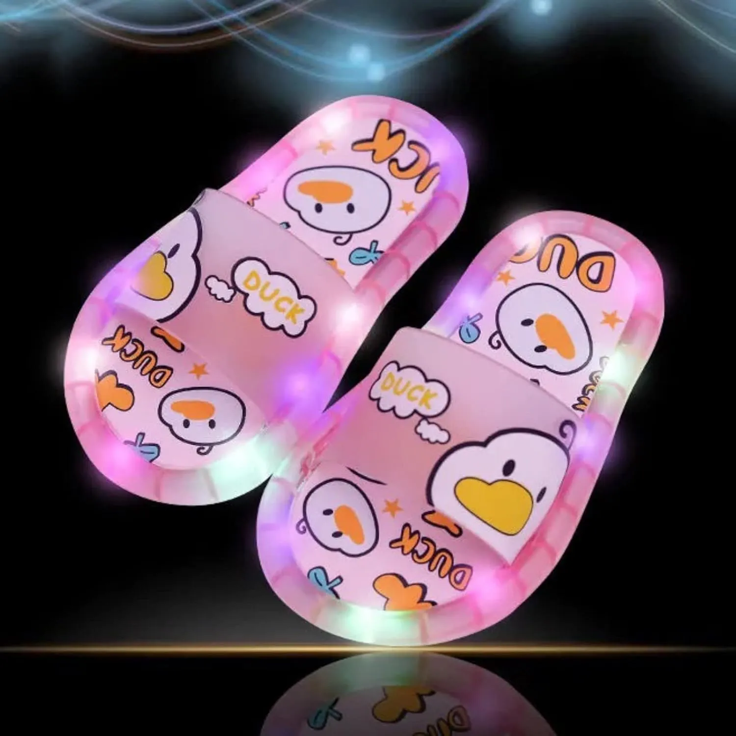 Kids Toddler Light Up Slippers Boys Girls Shoes Cloud Slides Soft Sole Cartoon Sandals Beach Pool (Pink, 10 Toddler)