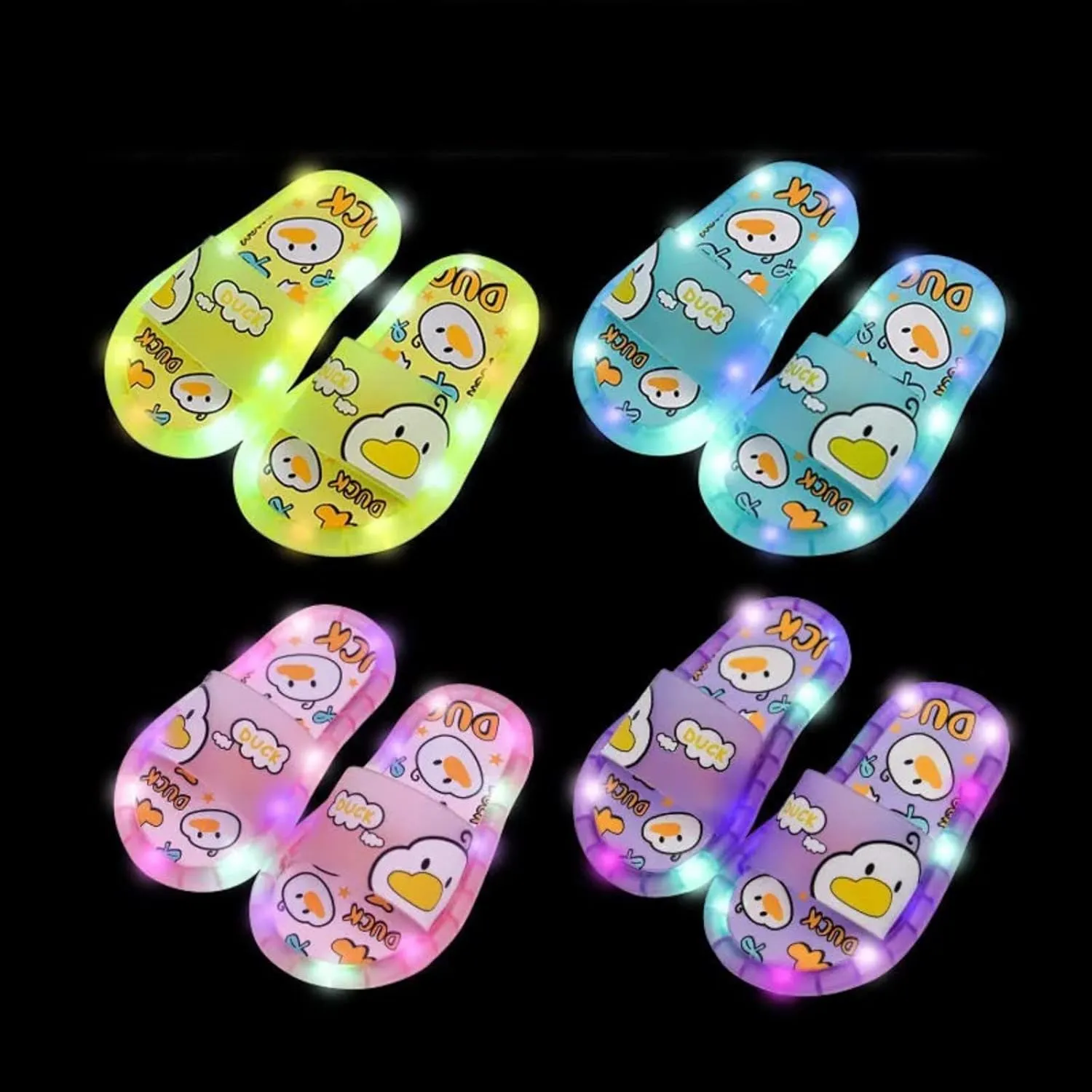 Kids Toddler Light Up Slippers Boys Girls Shoes Cloud Slides Soft Sole Cartoon Sandals Beach Pool (Pink, 10 Toddler)