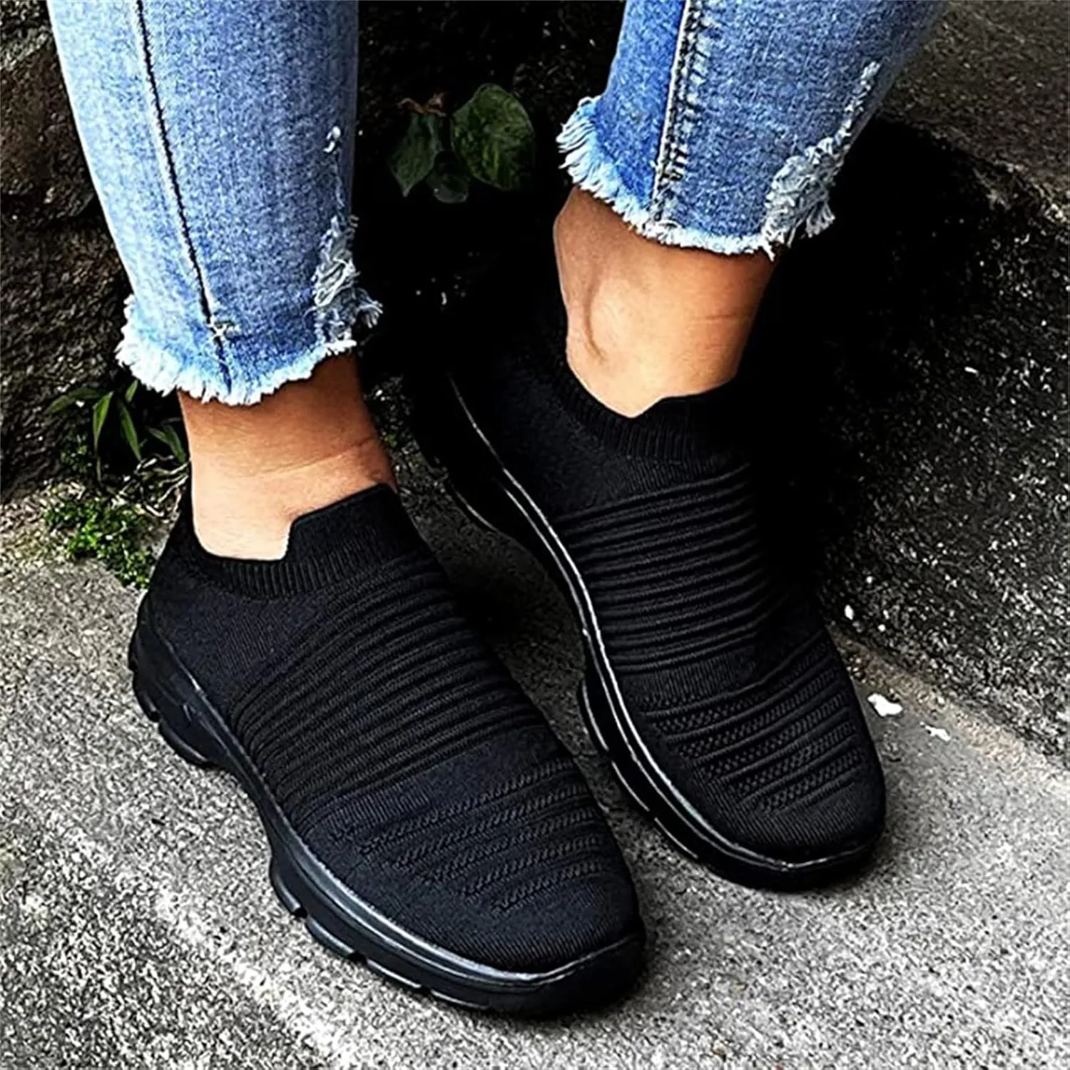 Lausiuoe Womens Shoes Slip On Sneakers Walking Tennis Shoes Memory Foam Lightweight Gym Comfortable Mesh Running Shoes