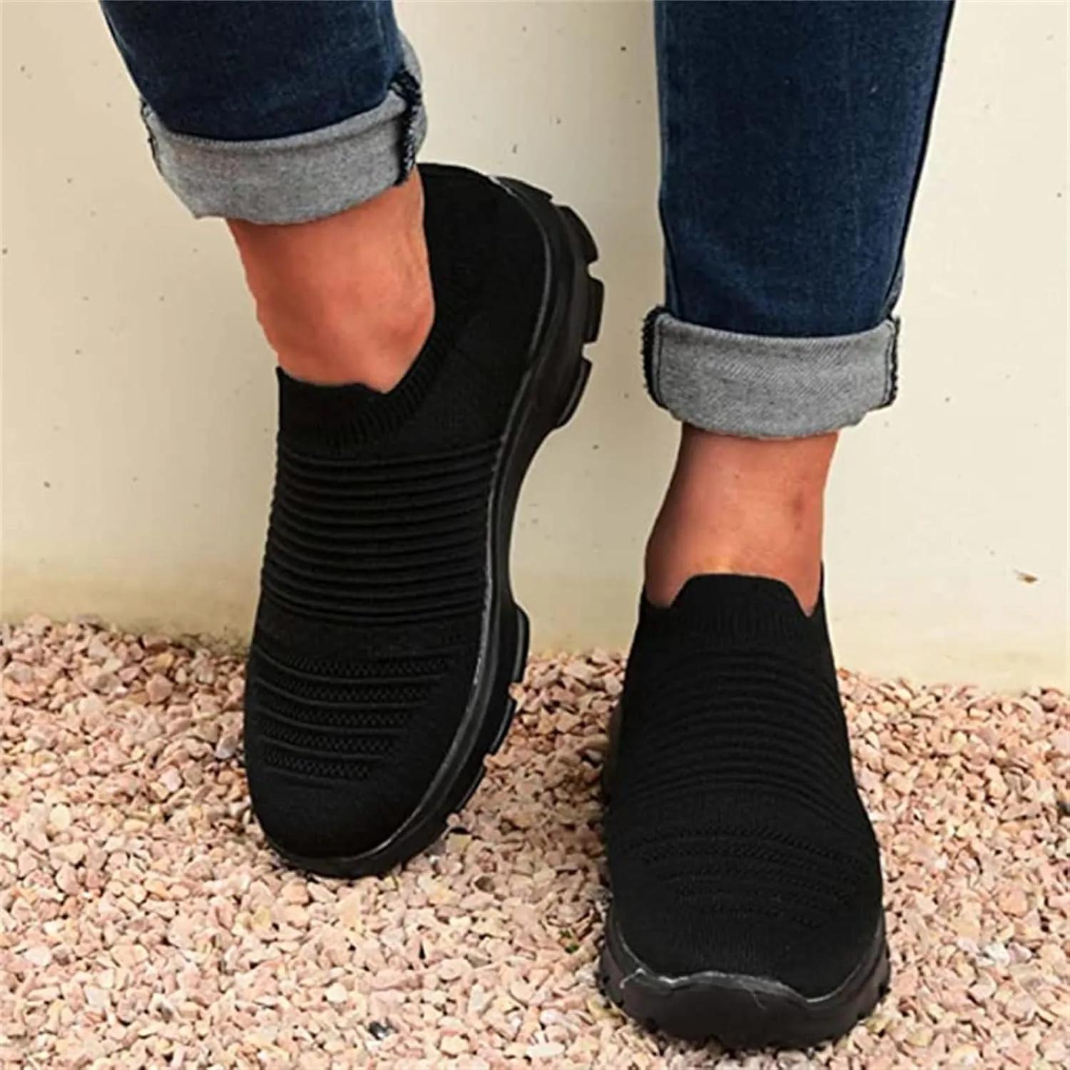 Lausiuoe Womens Shoes Slip On Sneakers Walking Tennis Shoes Memory Foam Lightweight Gym Comfortable Mesh Running Shoes