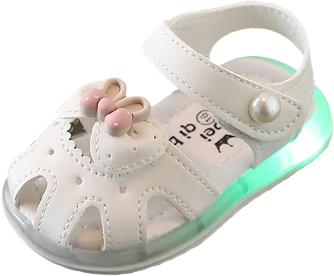 Light Up Sandals for Baby Girl Boy Cute Luminous Closed Toe Soft Sole Lightweight Breathable Running Sport Shoes