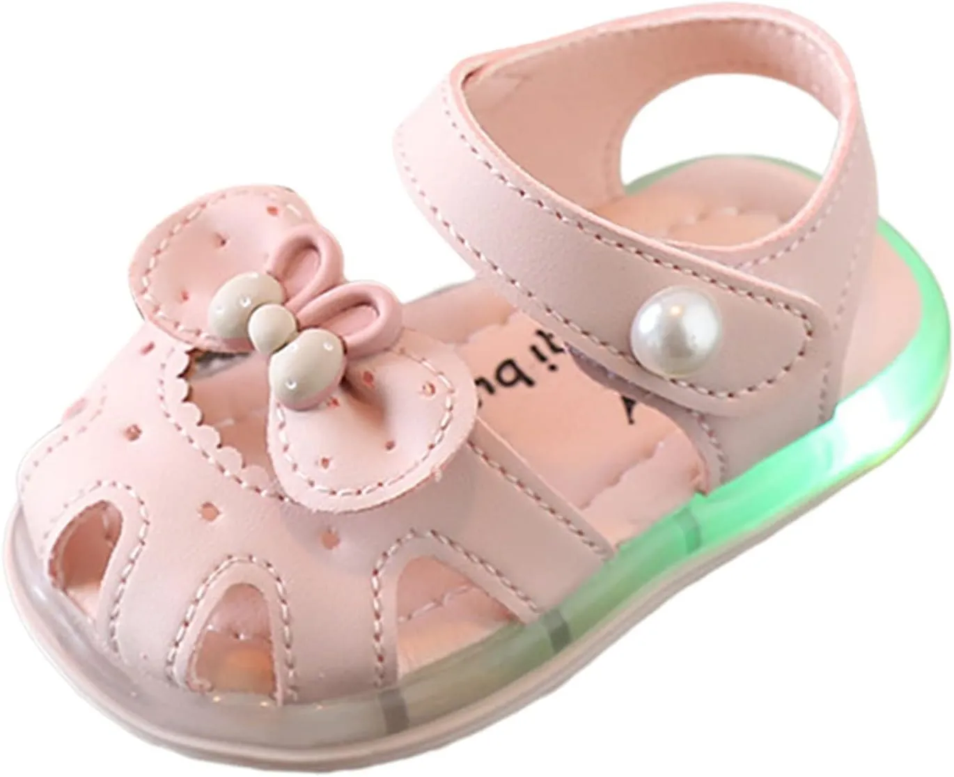 Light Up Sandals for Baby Girl Boy Cute Luminous Closed Toe Soft Sole Lightweight Breathable Running Sport Shoes