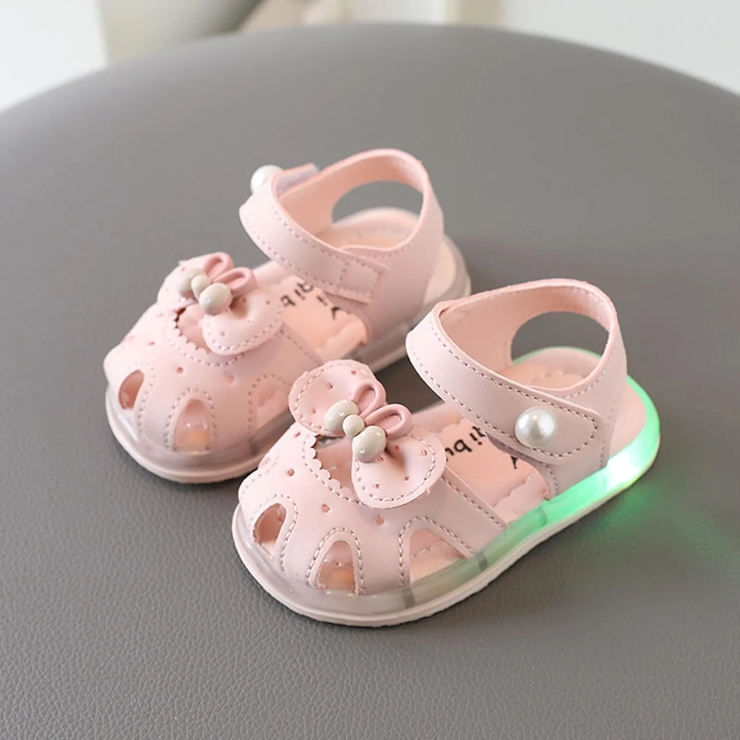 Light Up Sandals for Baby Girl Boy Cute Luminous Closed Toe Soft Sole Lightweight Breathable Running Sport Shoes