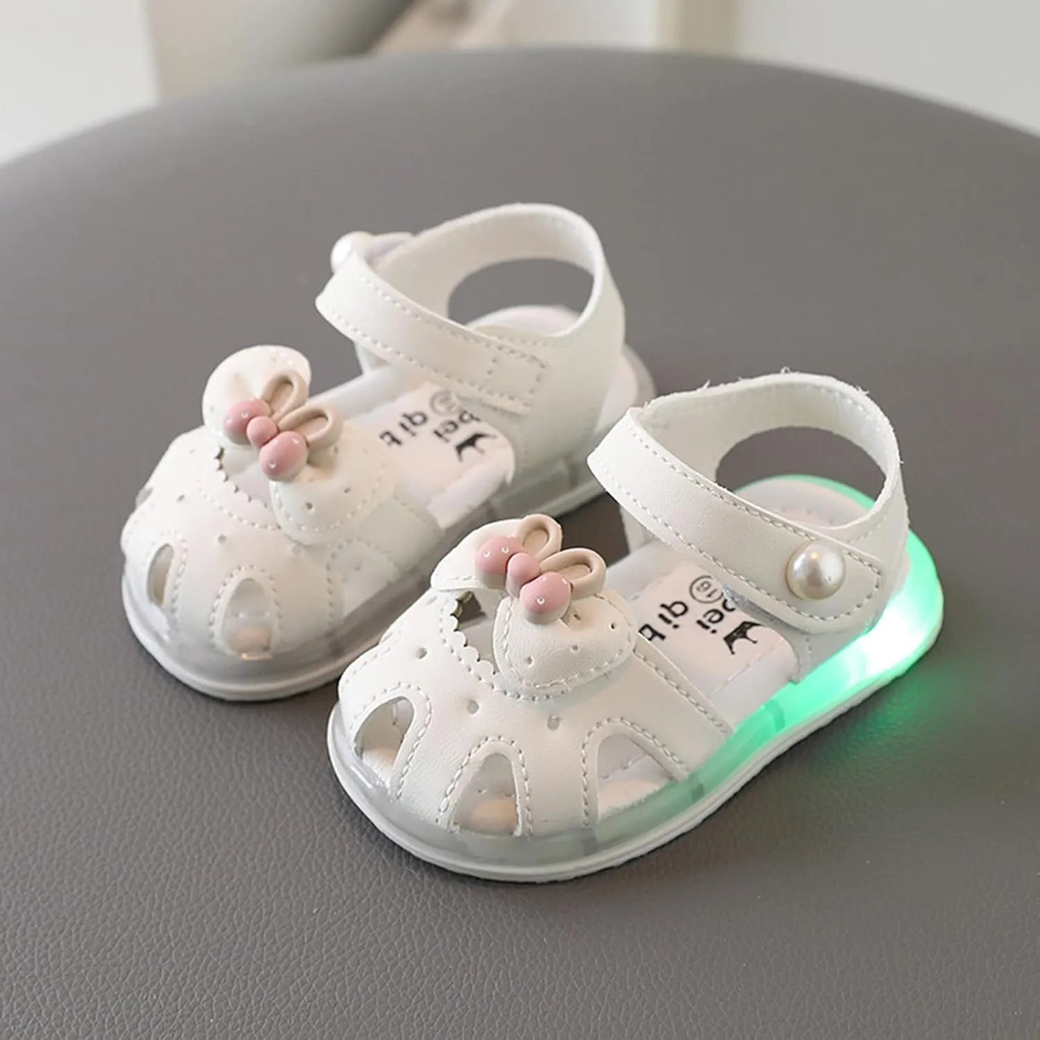 Light Up Sandals for Baby Girl Boy Cute Luminous Closed Toe Soft Sole Lightweight Breathable Running Sport Shoes