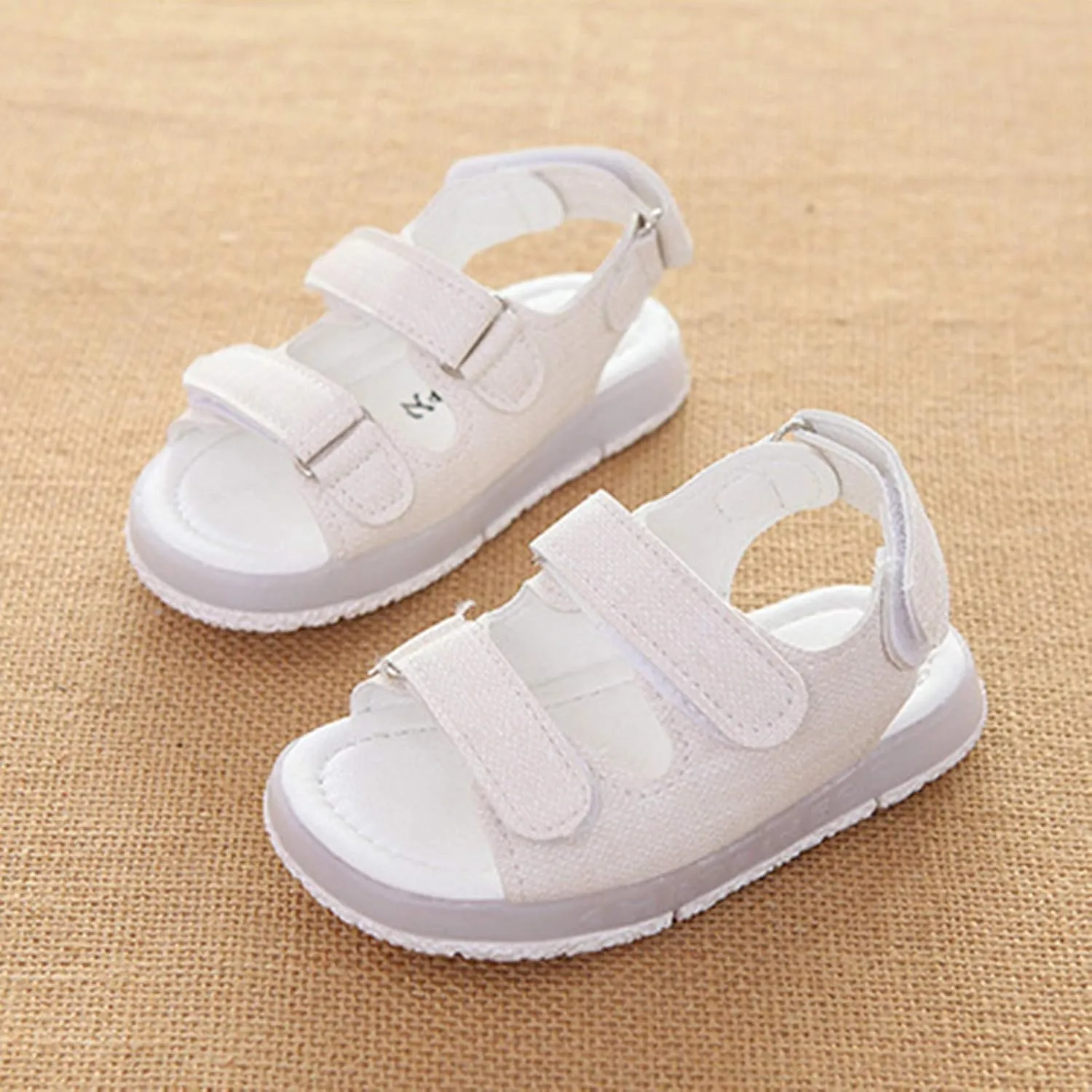 Light Up Toddler Sandals Baby Boys Girls Non Slip Open Toe Outdoor Beach Shoes Slip On Adjustable Strap Sneakers