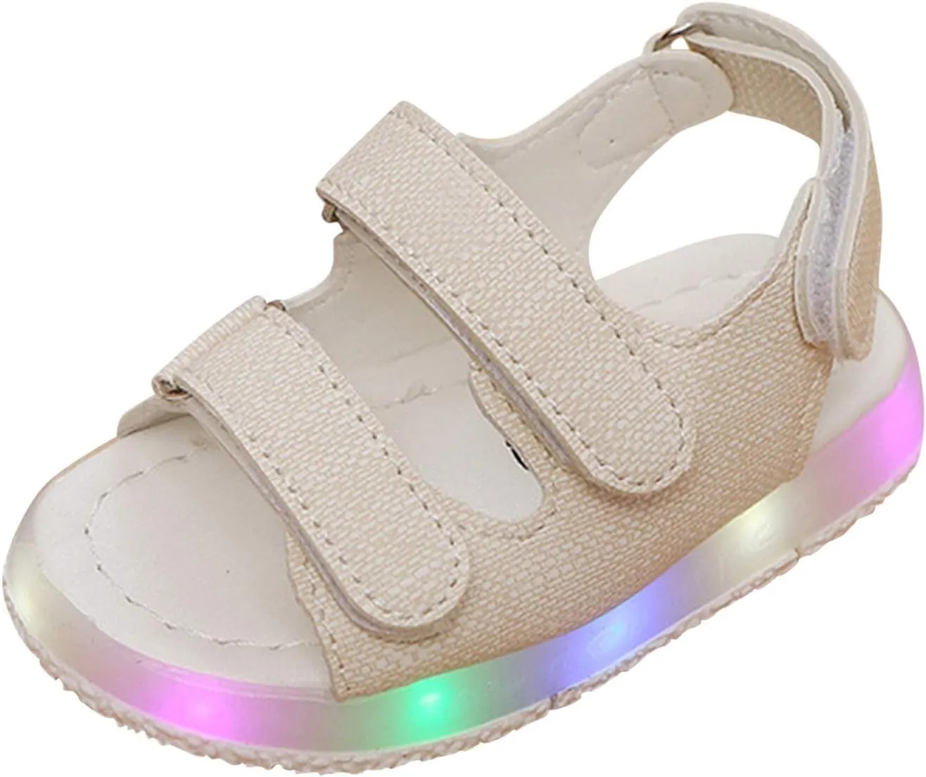 Light Up Toddler Sandals Baby Boys Girls Non Slip Open Toe Outdoor Beach Shoes Slip On Adjustable Strap Sneakers