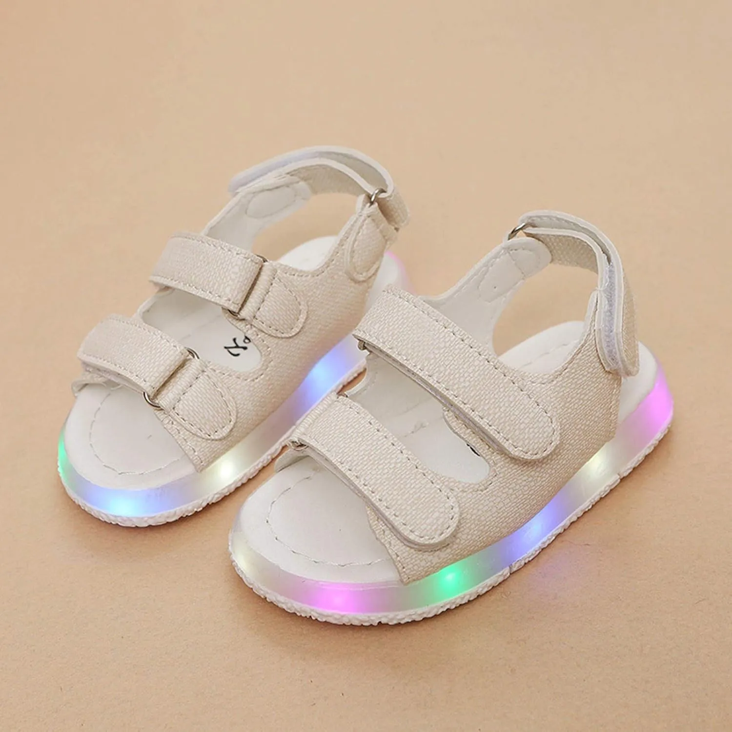 Light Up Toddler Sandals Baby Boys Girls Non Slip Open Toe Outdoor Beach Shoes Slip On Adjustable Strap Sneakers