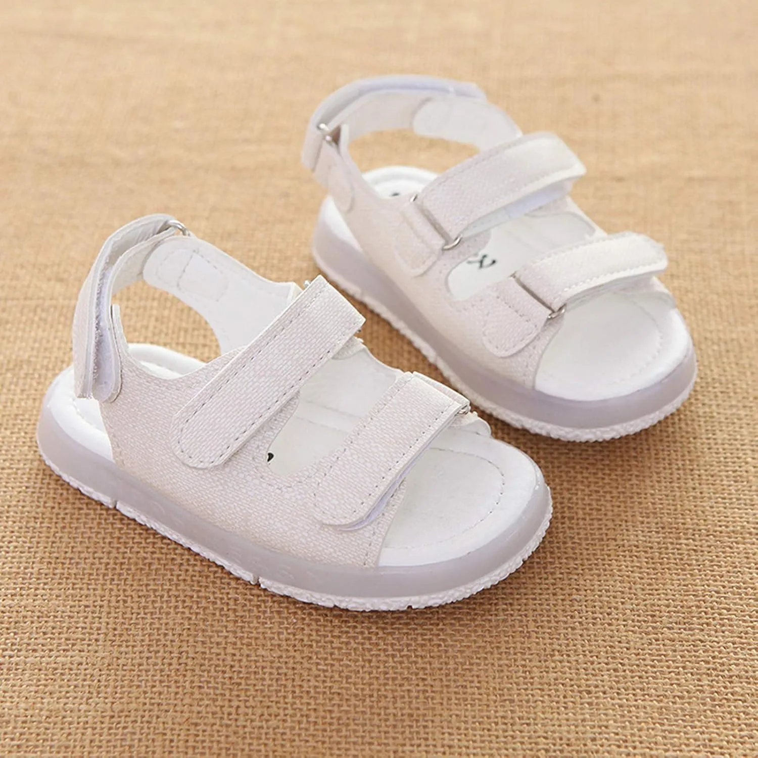 Light Up Toddler Sandals Baby Boys Girls Non Slip Open Toe Outdoor Beach Shoes Slip On Adjustable Strap Sneakers