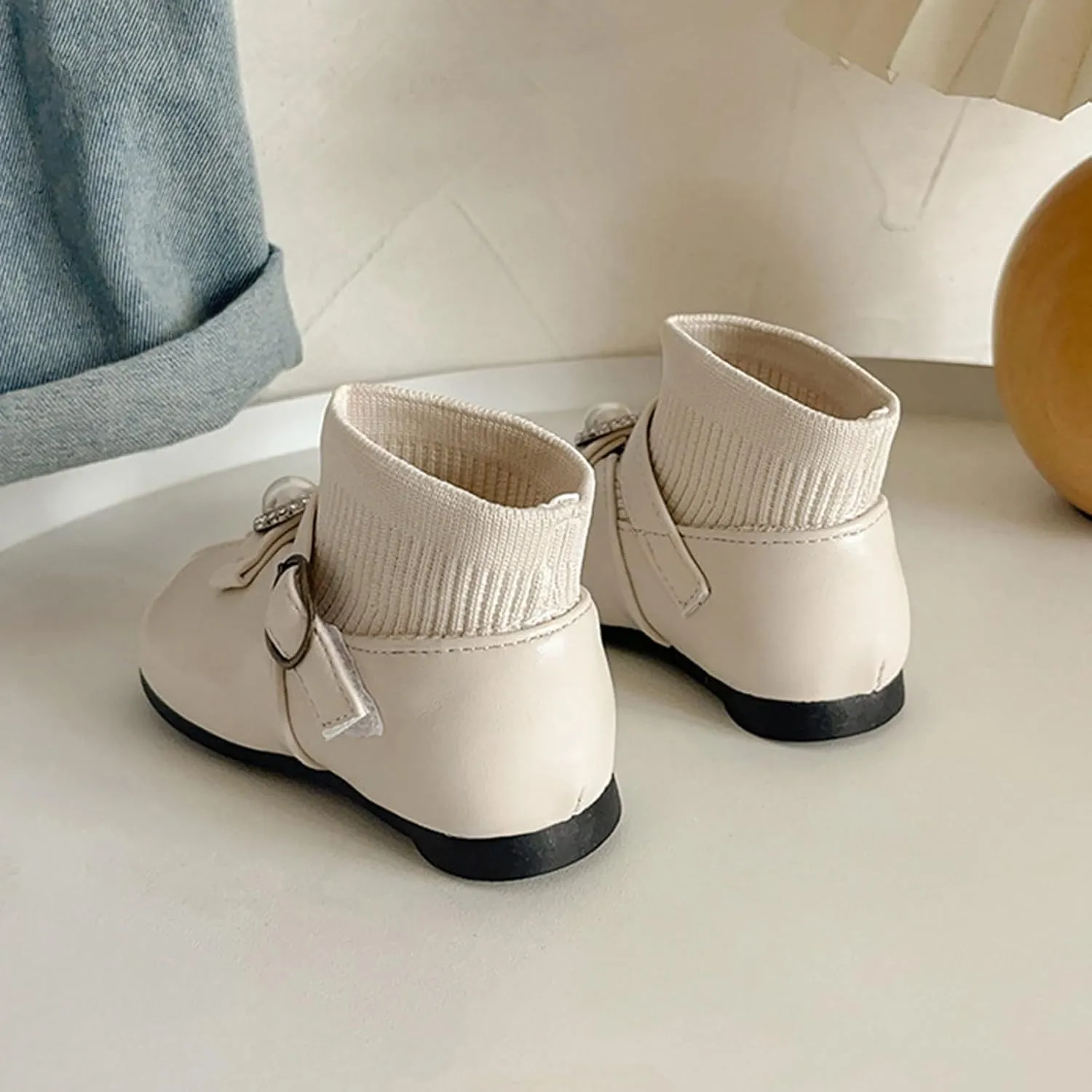 Lightweight Toddler Girls Low Heel Dress Shoes PU Leather Casual Pary Wedding Socks Ankle Boots Rain Boots for Toddler