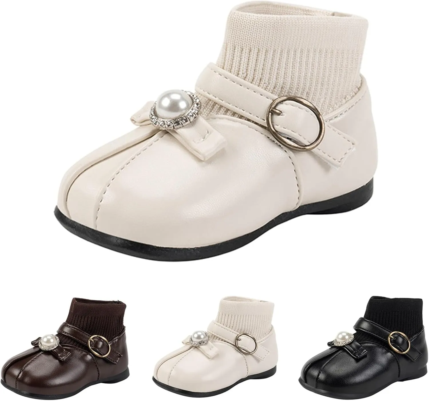 Lightweight Toddler Girls Low Heel Dress Shoes PU Leather Casual Pary Wedding Socks Ankle Boots Rain Boots for Toddler