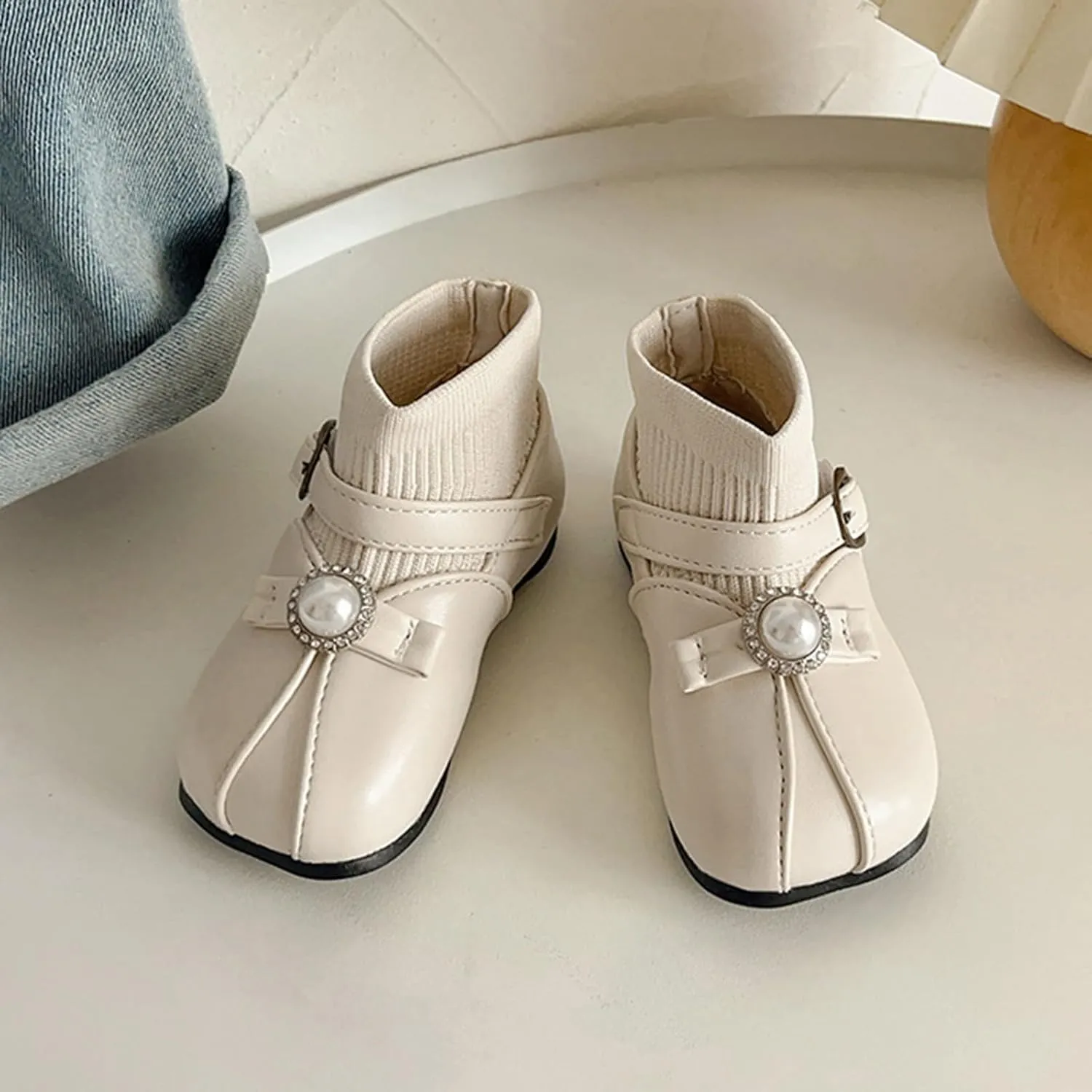 Lightweight Toddler Girls Low Heel Dress Shoes PU Leather Casual Pary Wedding Socks Ankle Boots Rain Boots for Toddler
