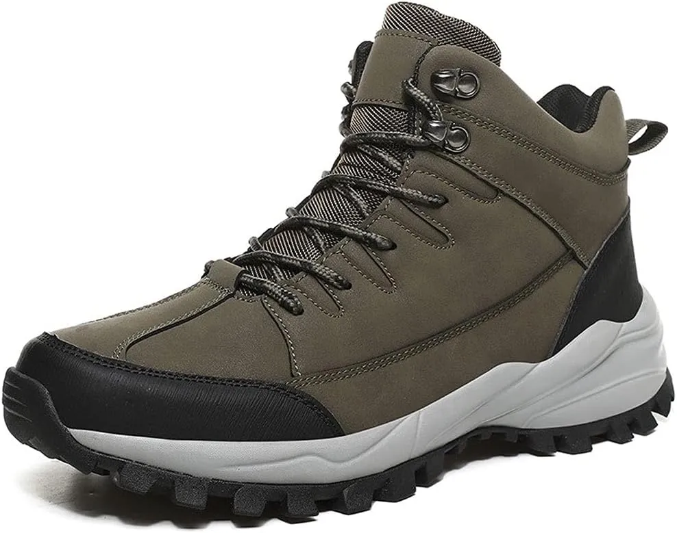 Mens Boots Men Snow Boots Warm Plush Men's Boots Waterproof Leather Ankle Boots Outdoor Non-slip Men's Hiking Boots Work Sneakers