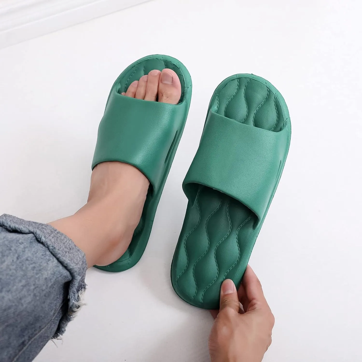 Mens Slides Womens Slides Cloud Slippers for Men Shower Shoes Women House Ultimate Comfort Bathroom Slippers