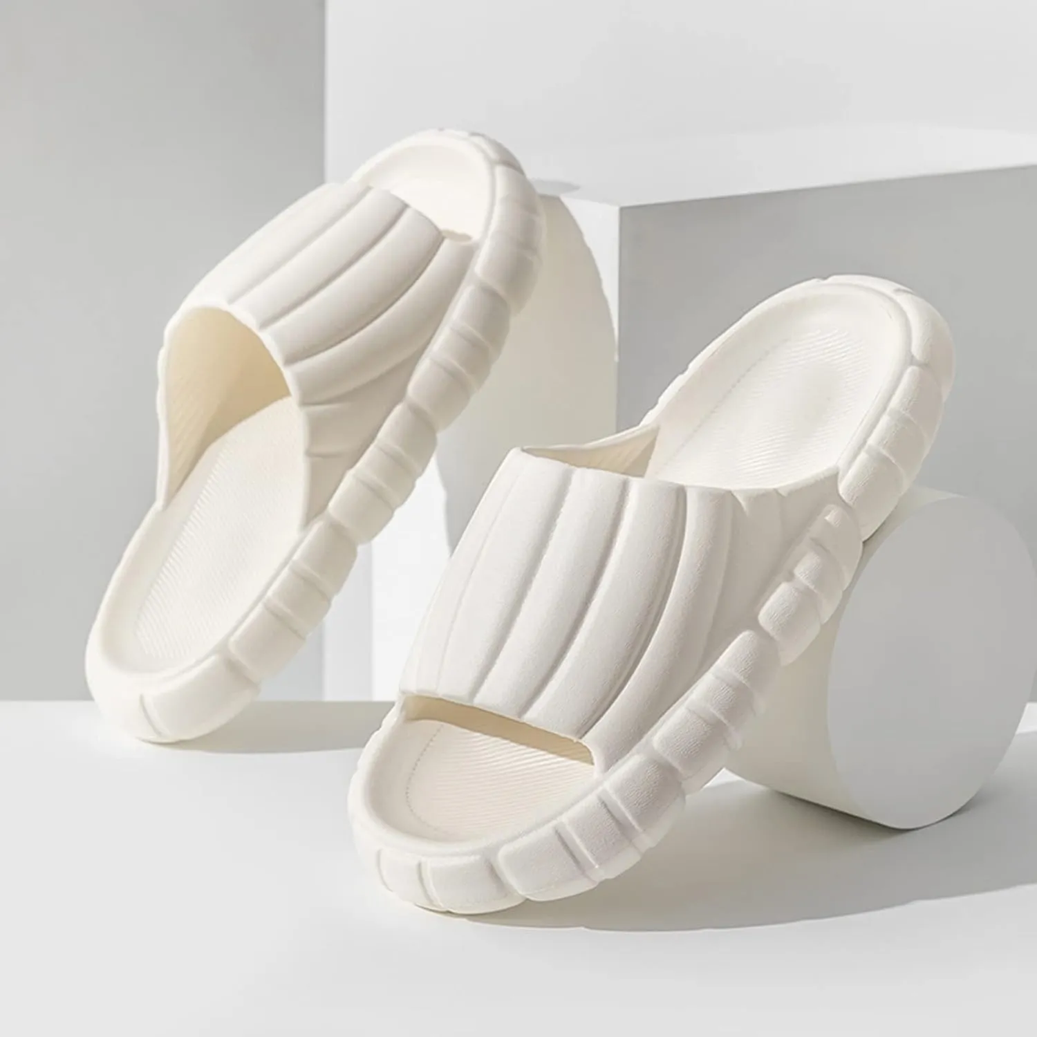 Mens Slippers Shower Shoes Women Cloud Slippers for Men Womens Slides Ultra Comfort Drainage Hole Public