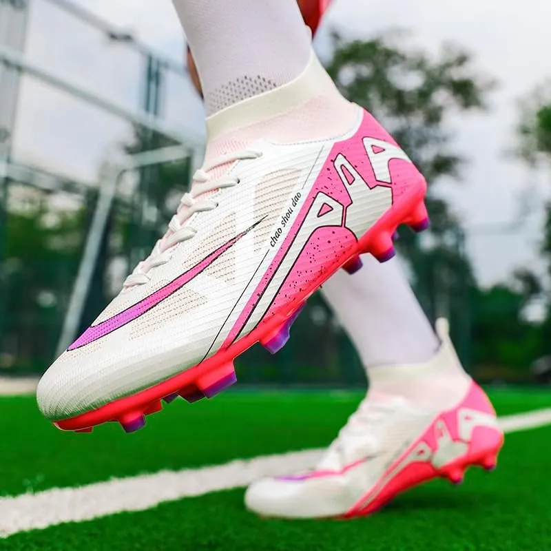 Men's Soccer Cleats Football Shoes High-Tops Non-Slip Spikes Indoor Outdoor Firm Ground TurfSports Athletic Combat Boots