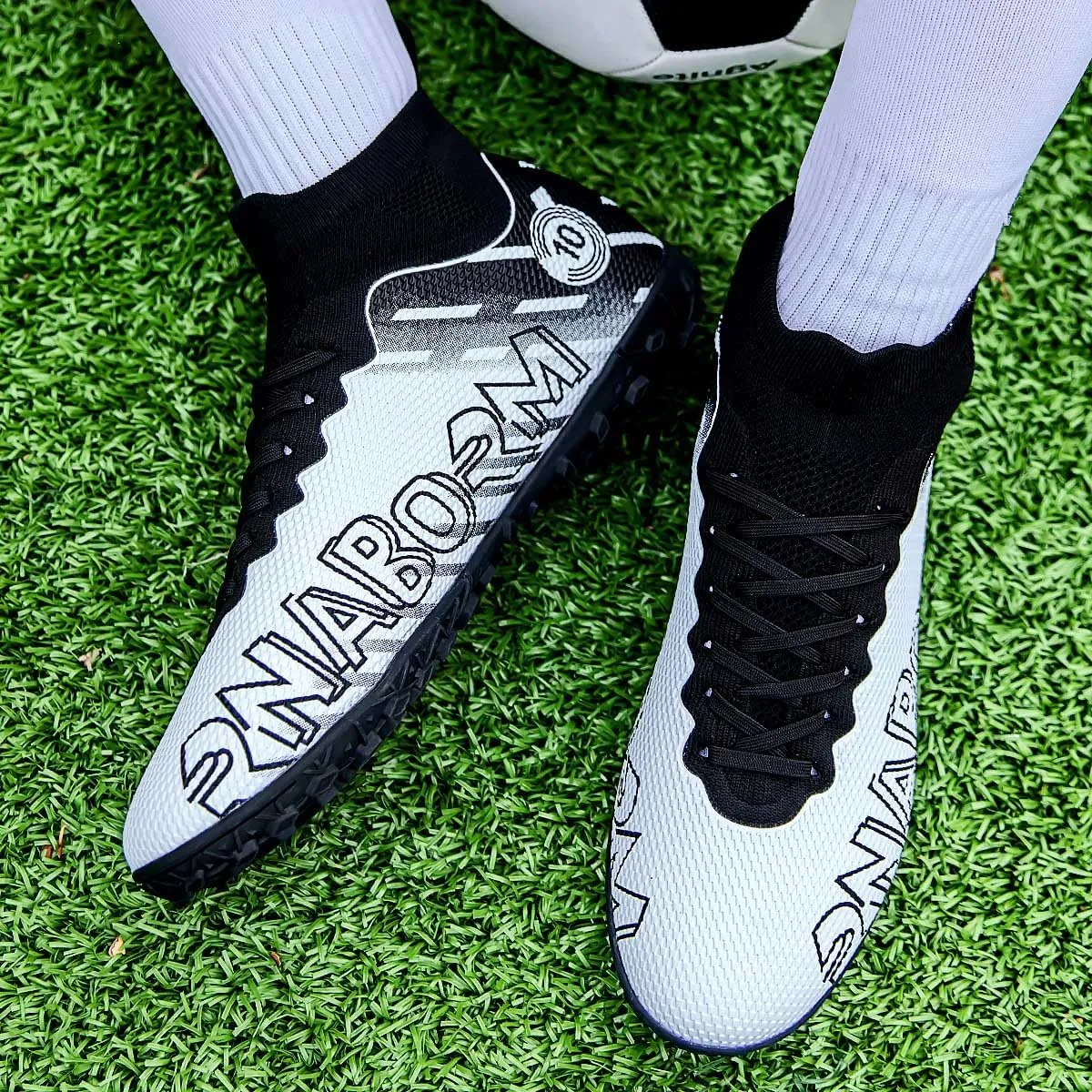 Men??s Soccer Shoes Cleats Football Boots Professional Training Outdoor Indoor Sneaker High-Top Spike Breathable Athletic