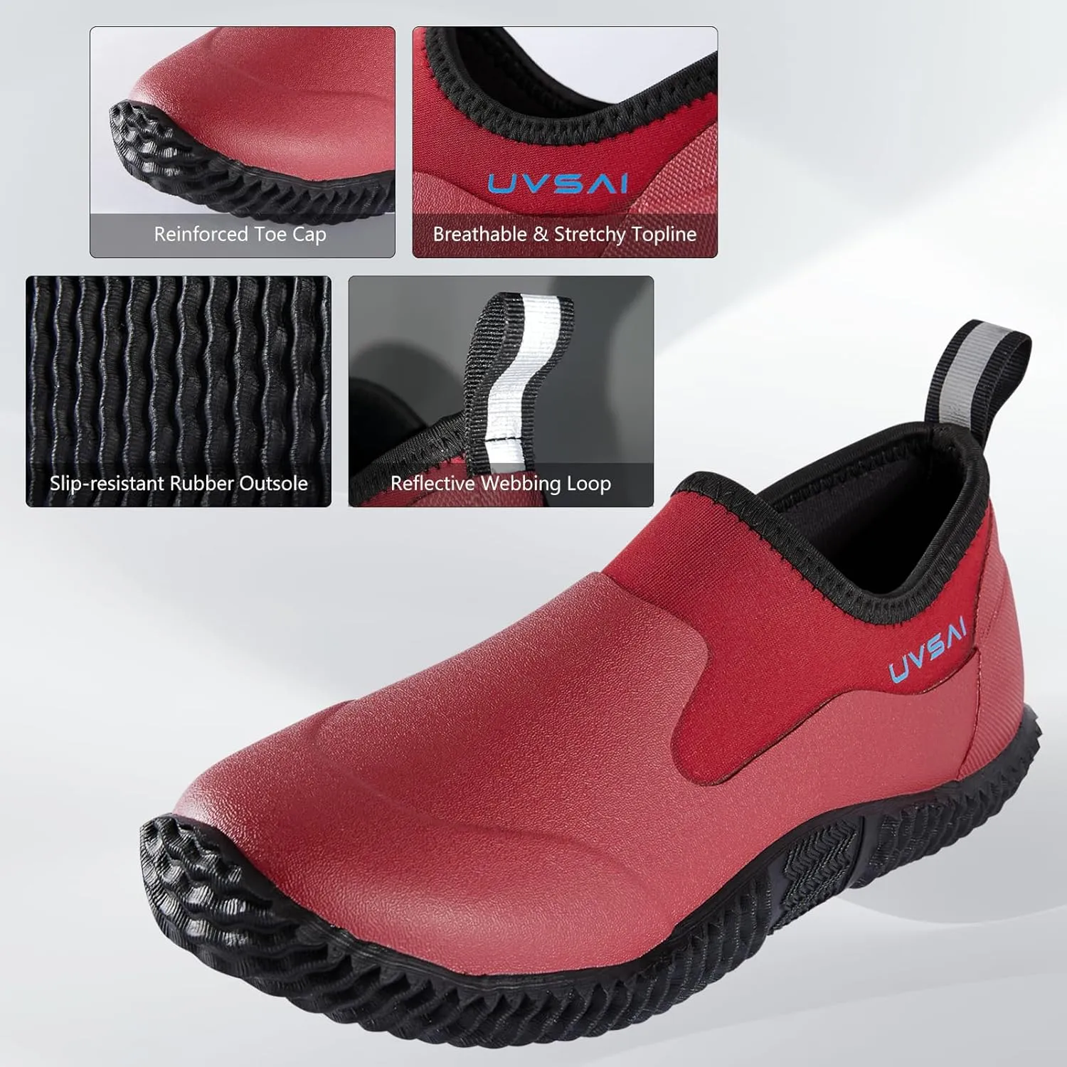 Mens Waterproof Garden Shoes Rain Boots Slip-On Footwear for Gardening Farming Camping Lawn Care Yard Work