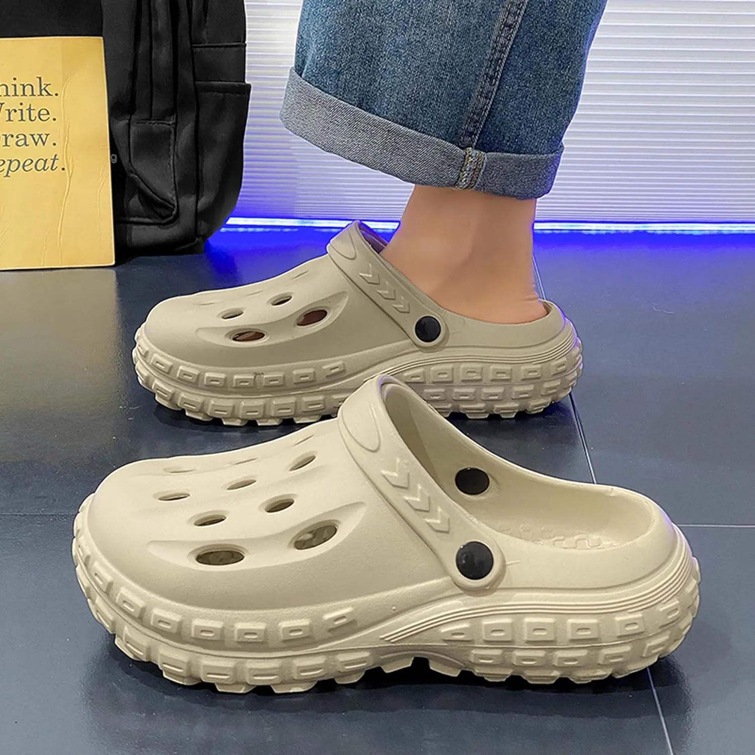 Men's Women's Garden Shoes Summer Lightweight Arch Support Sandals Outdoor Anti-slip Quick-drying Beach Sandals Slippers Indoor Casual Shower Clogs Slippers