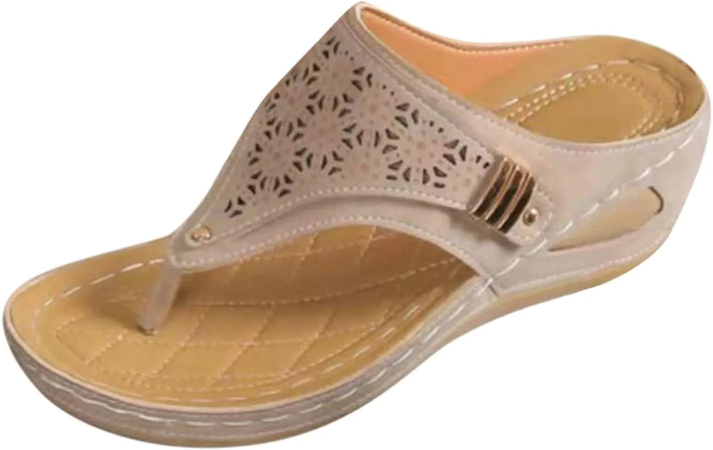 Orthopedic Sandals for Women Arch Support Orthotic Flip Flops with Yoga Mat Cushion Plantar Fasciitis Relief Adjustable Thong Straps Vacation Footwear Summer Beach Shoes