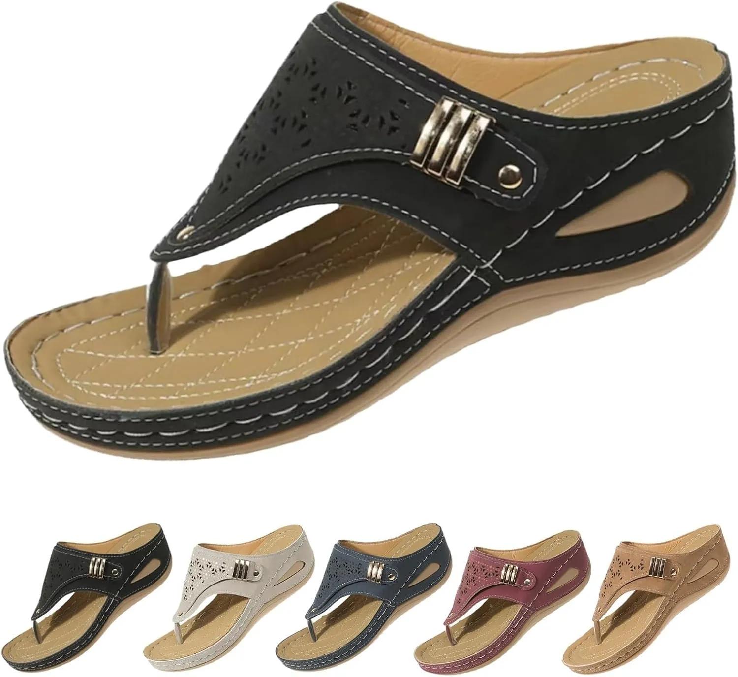 Orthopedic Sandals for Women Summer Dressy Comfortable Arch Support Wedge Open Toe Platform with Silppers on Beach Dress Shoes Vacation Slippers Casual 2025 Non Slip Flip Flops Flat