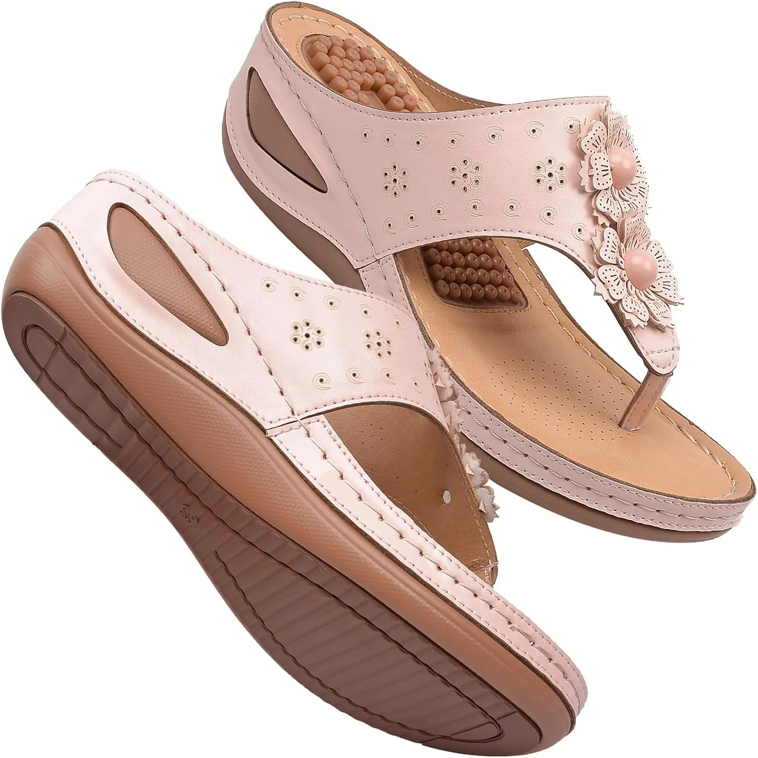 Orthotic Sandals for Women 2025 Slippers Orthopedic Womens Fashion Flip Flops Yoga Mat Slides Comfort Plantar Platform Wedge Comfortable Dressy Casual Summer Beach Shoes Walking Wedges