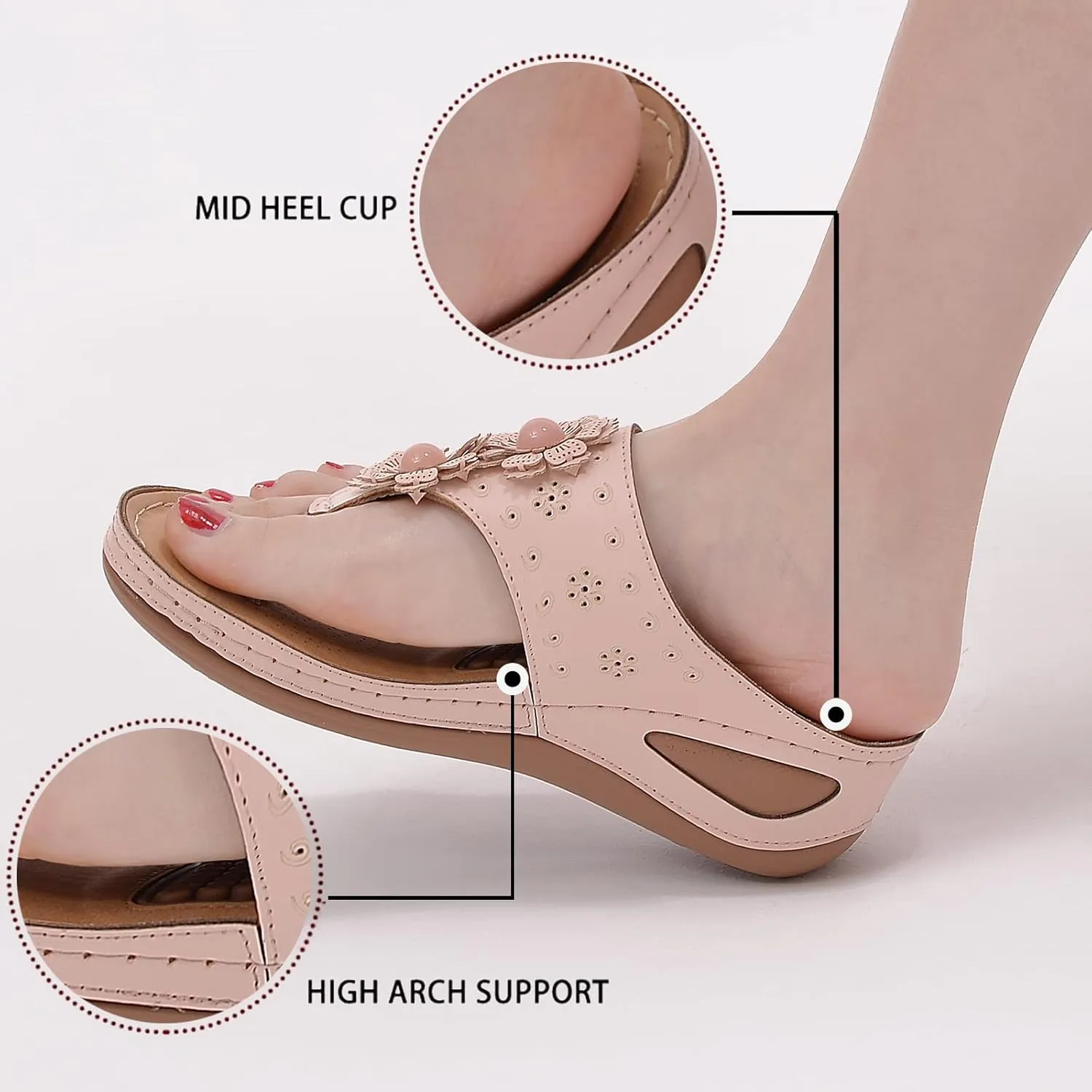 Orthotic Sandals for Women 2025 Slippers Orthopedic Womens Fashion Flip Flops Yoga Mat Slides Comfort Plantar Platform Wedge Comfortable Dressy Casual Summer Beach Shoes Walking Wedges
