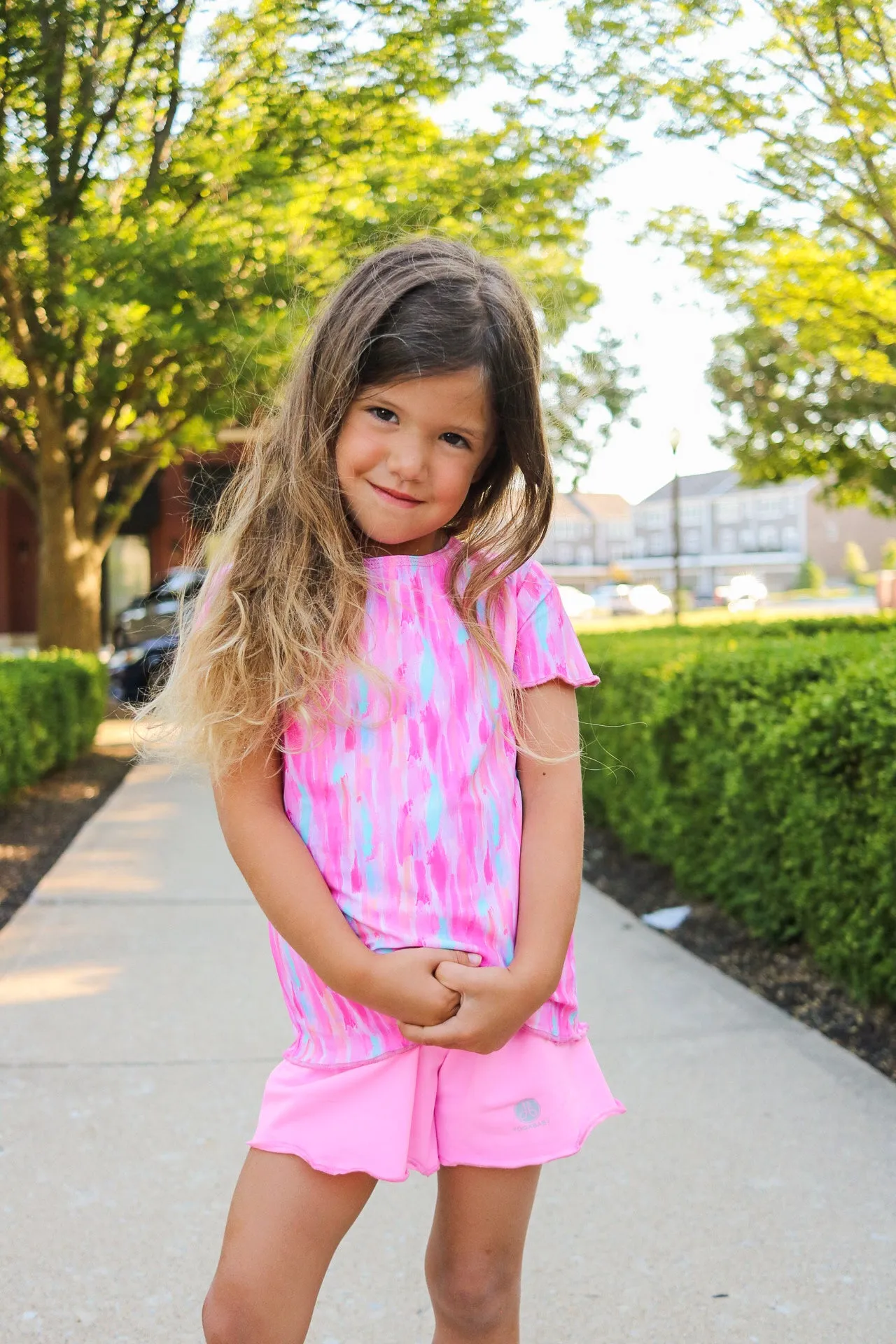 Pink Tie Dye Solid Runners Shorts