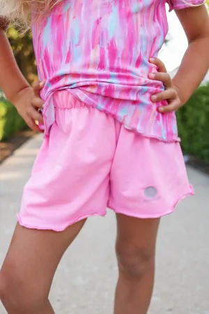 Pink Tie Dye Solid Runners Shorts